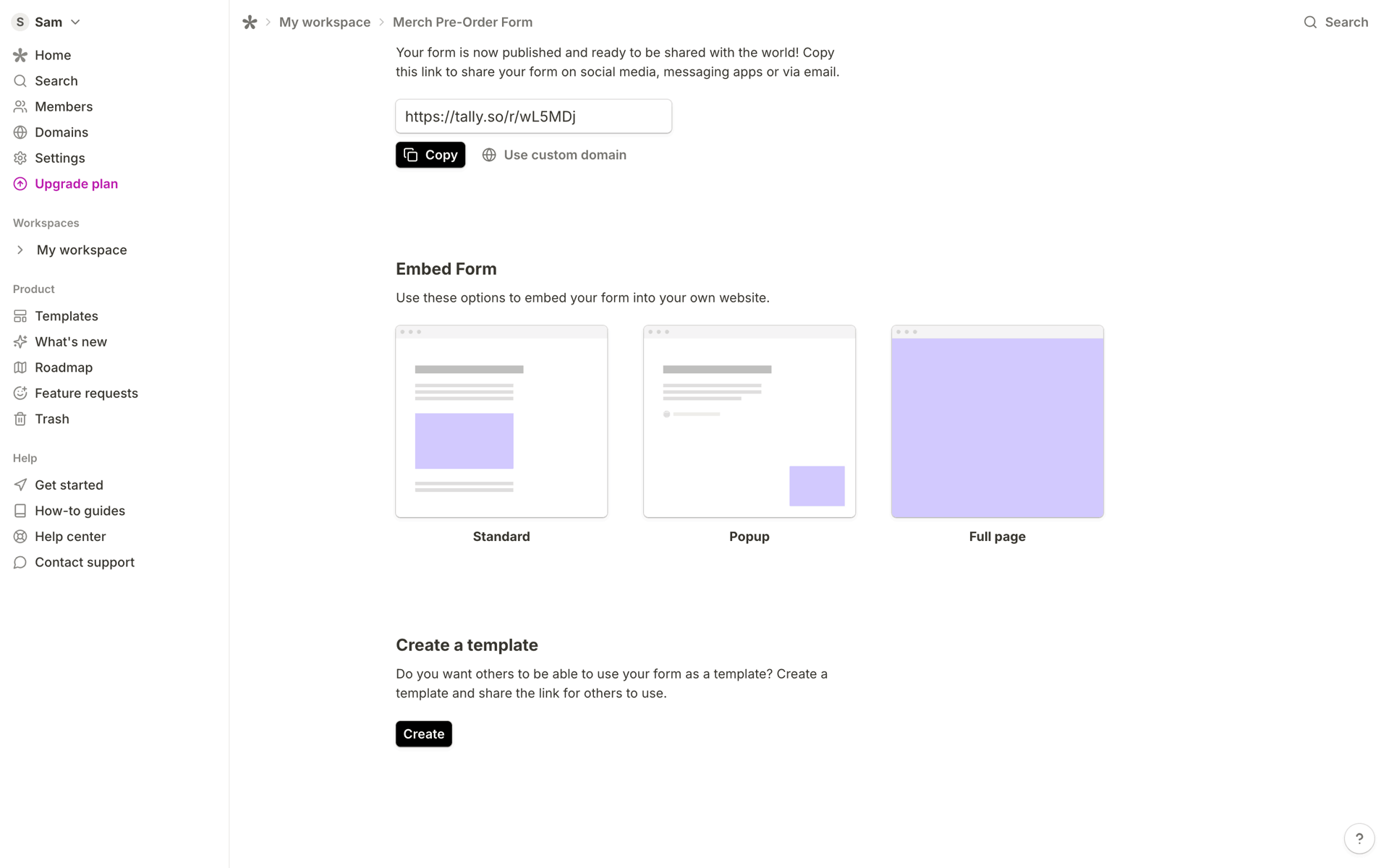 Tally Web Productivity interface screenshot 23