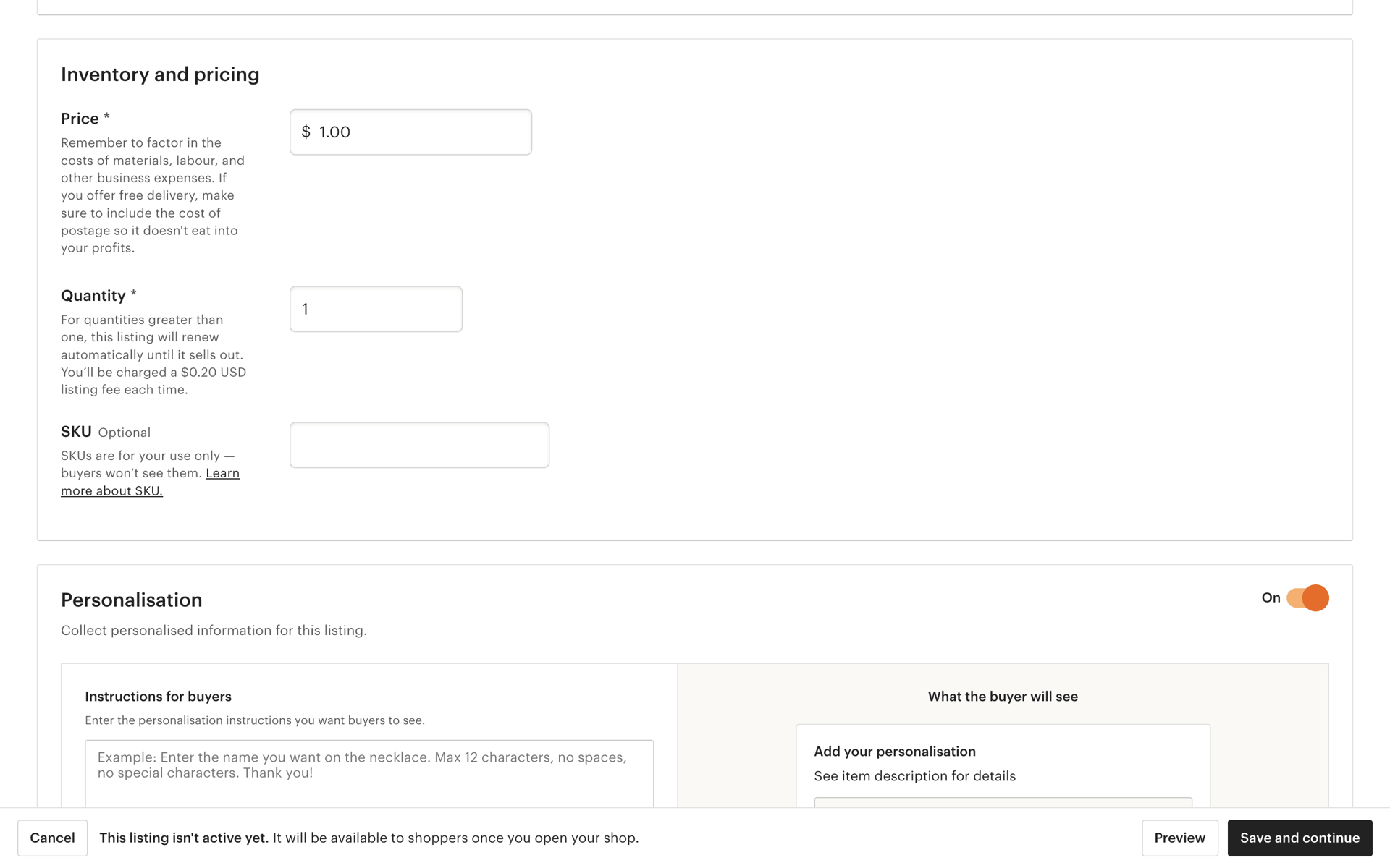 Etsy Web Business interface screenshot 7