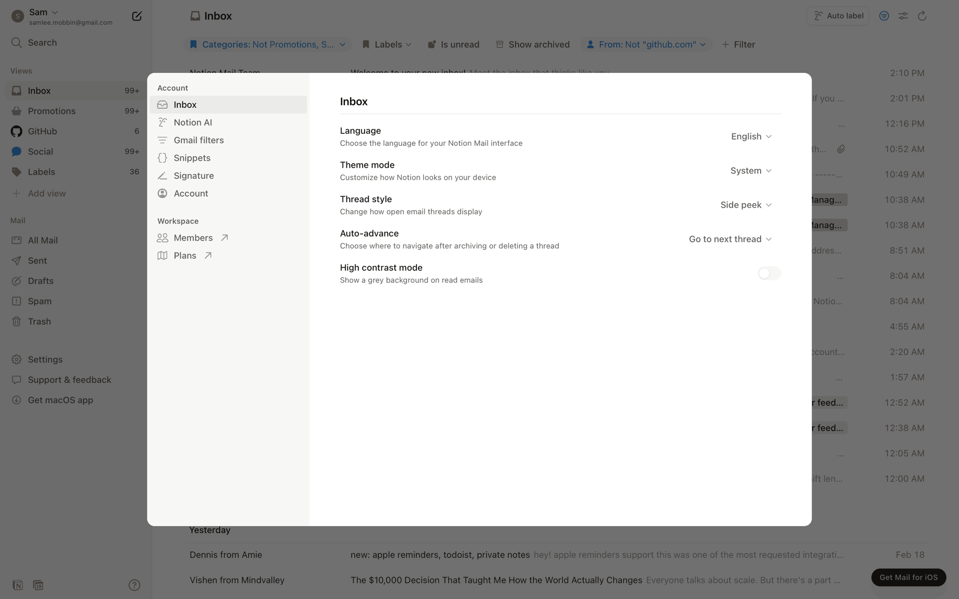 Notion Mail Web Productivity interface screenshot 16