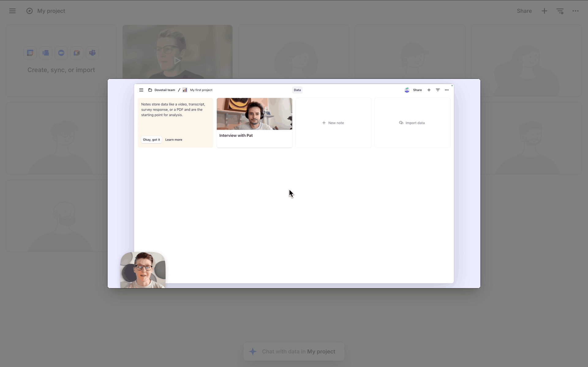 Dovetail Web Business interface screenshot 4