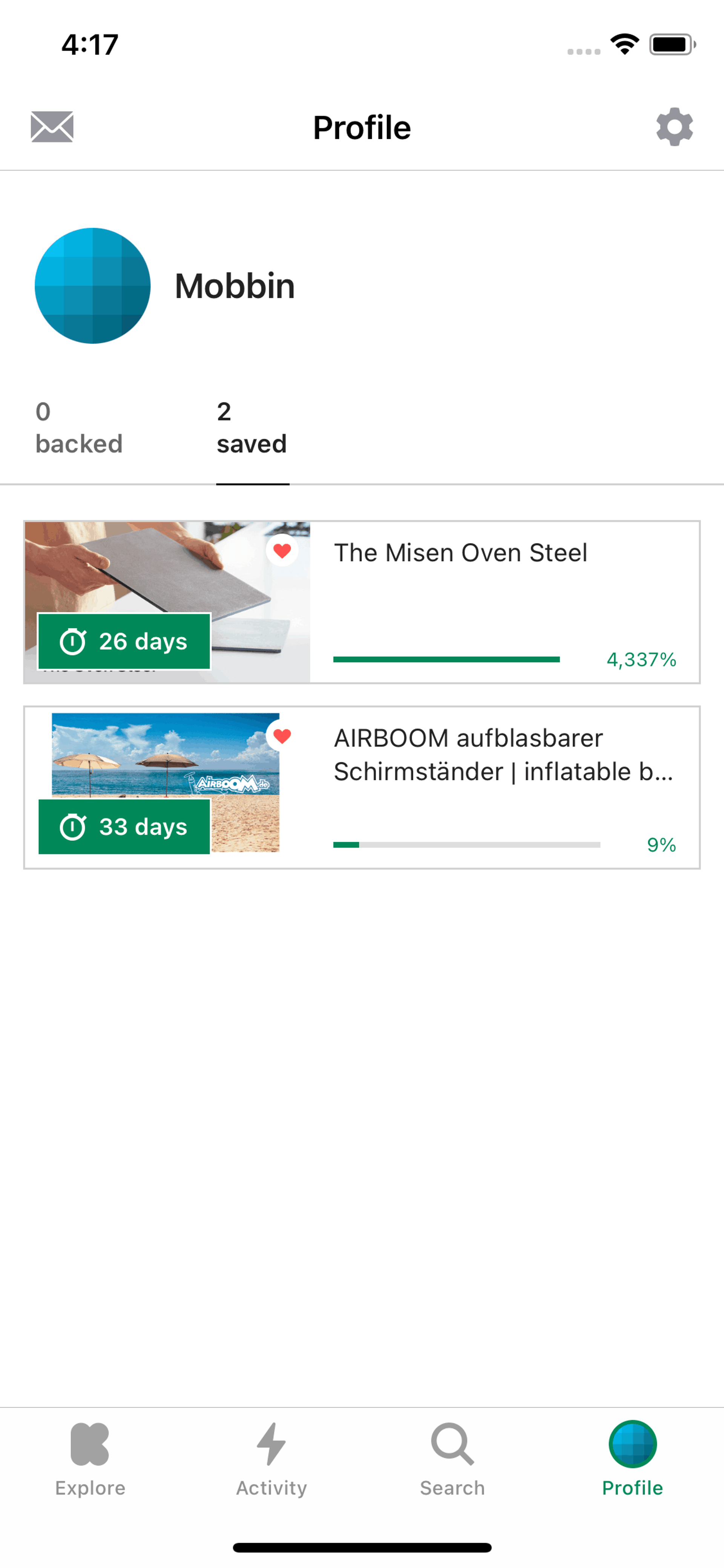 Kickstarter iOS Social Networking interface screenshot 19