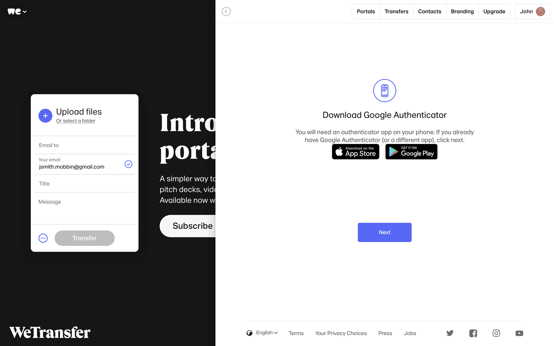 WeTransfer Web Productivity interface screenshot 21
