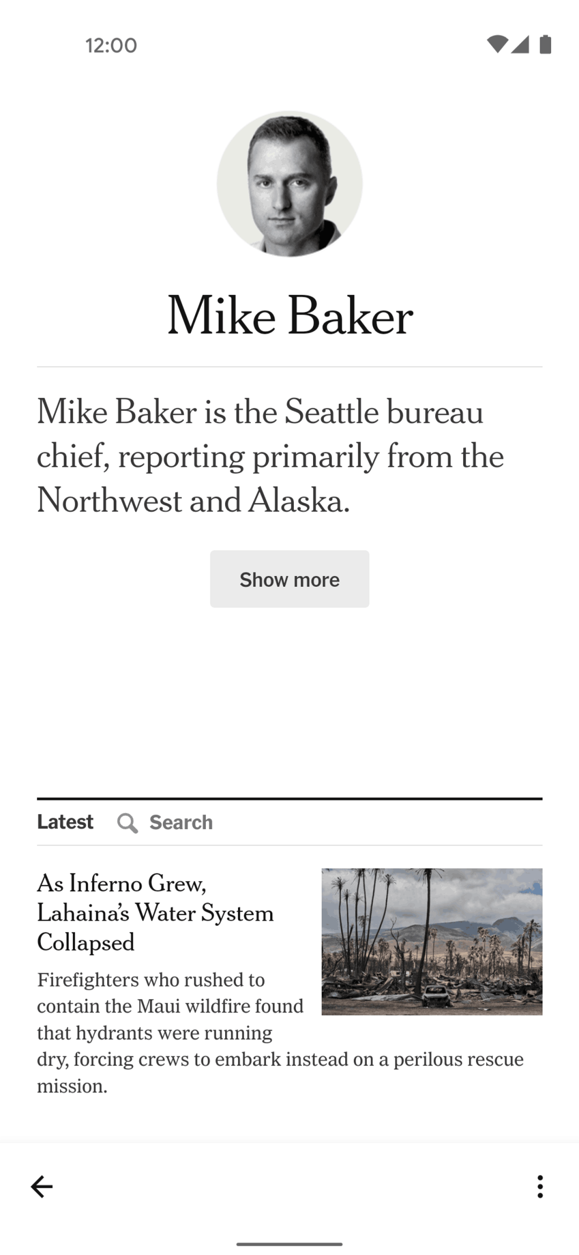 The New York Times Android News interface screenshot 16