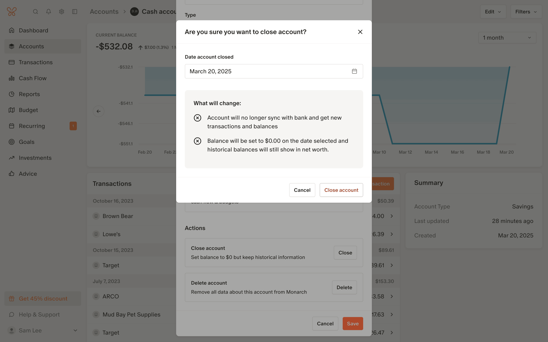 Monarch Web Finance interface screenshot 5