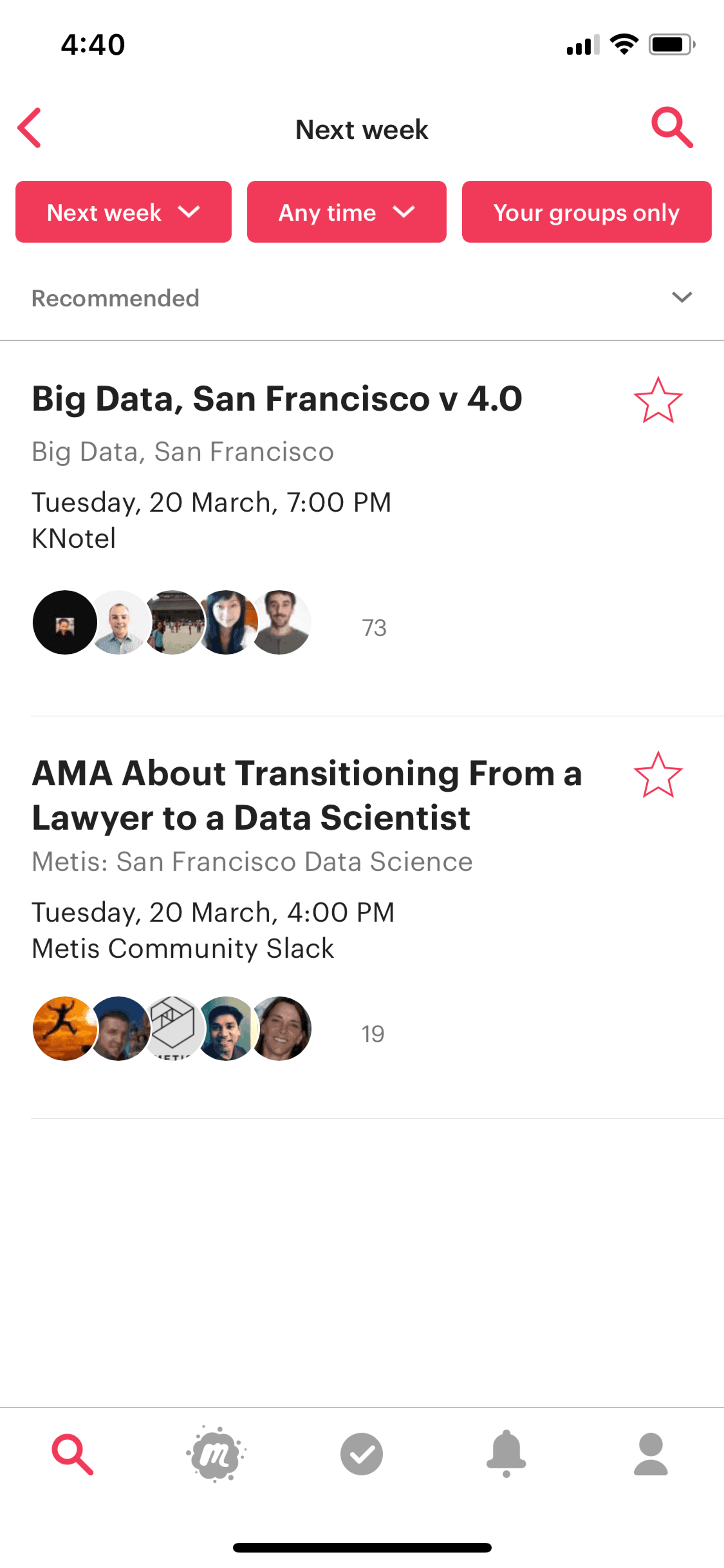 Meetup iOS Social Networking interface screenshot 18