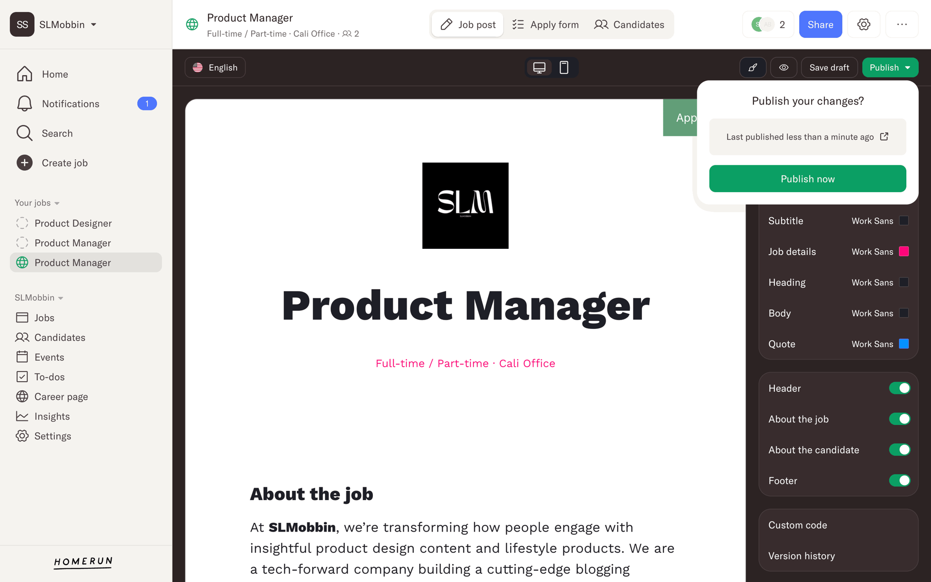 Homerun Web Business interface screenshot 17