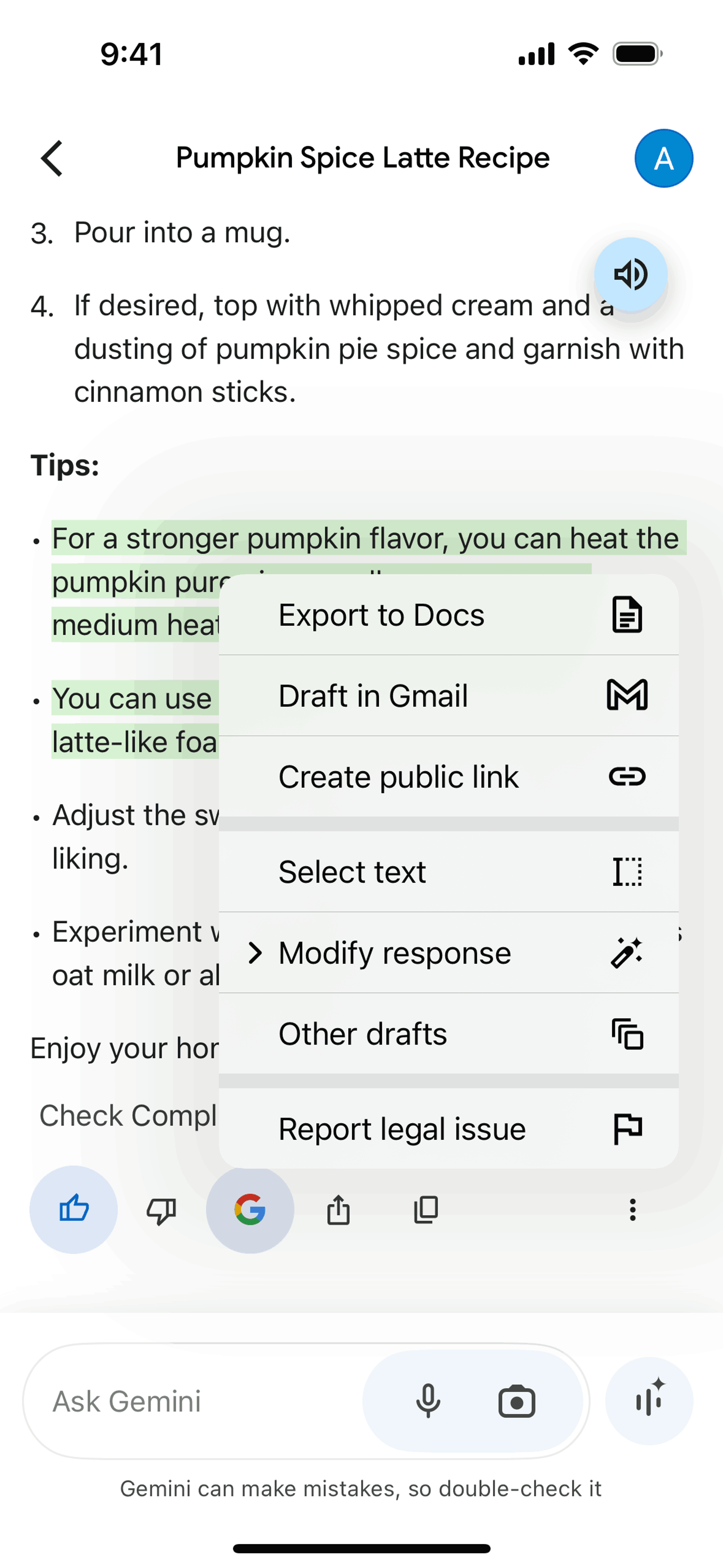 Google Gemini iOS AI interface screenshot 7