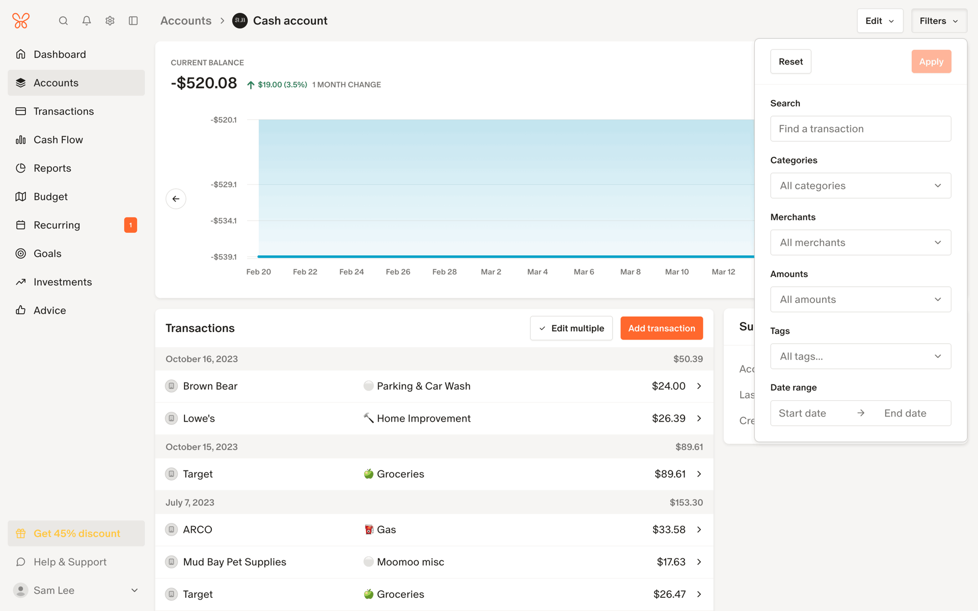 Monarch Web Finance interface screenshot 11