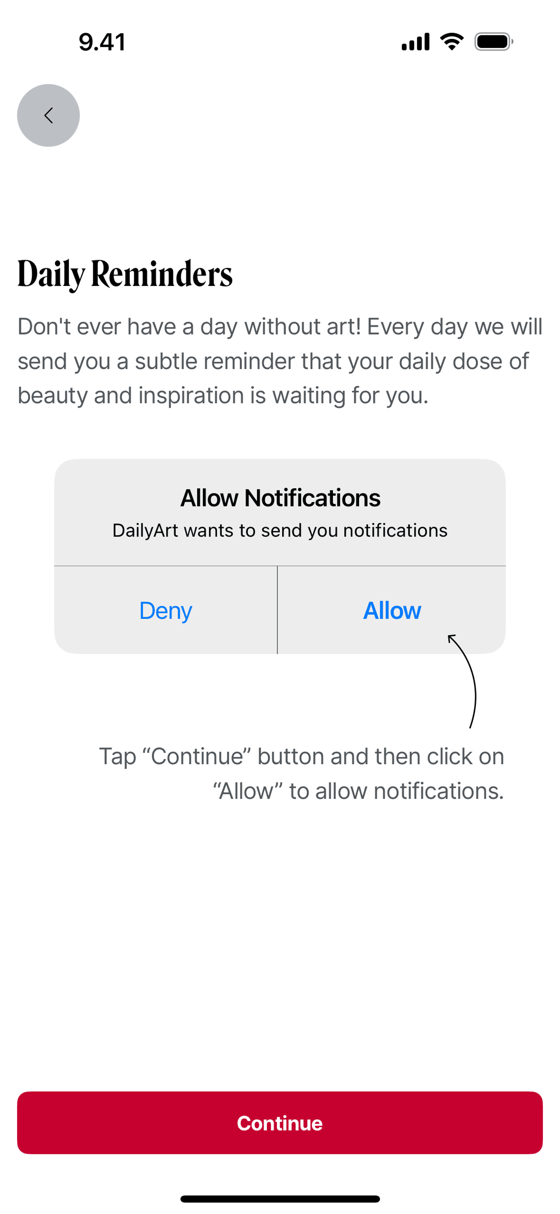 DailyArt iOS Education interface screenshot 3