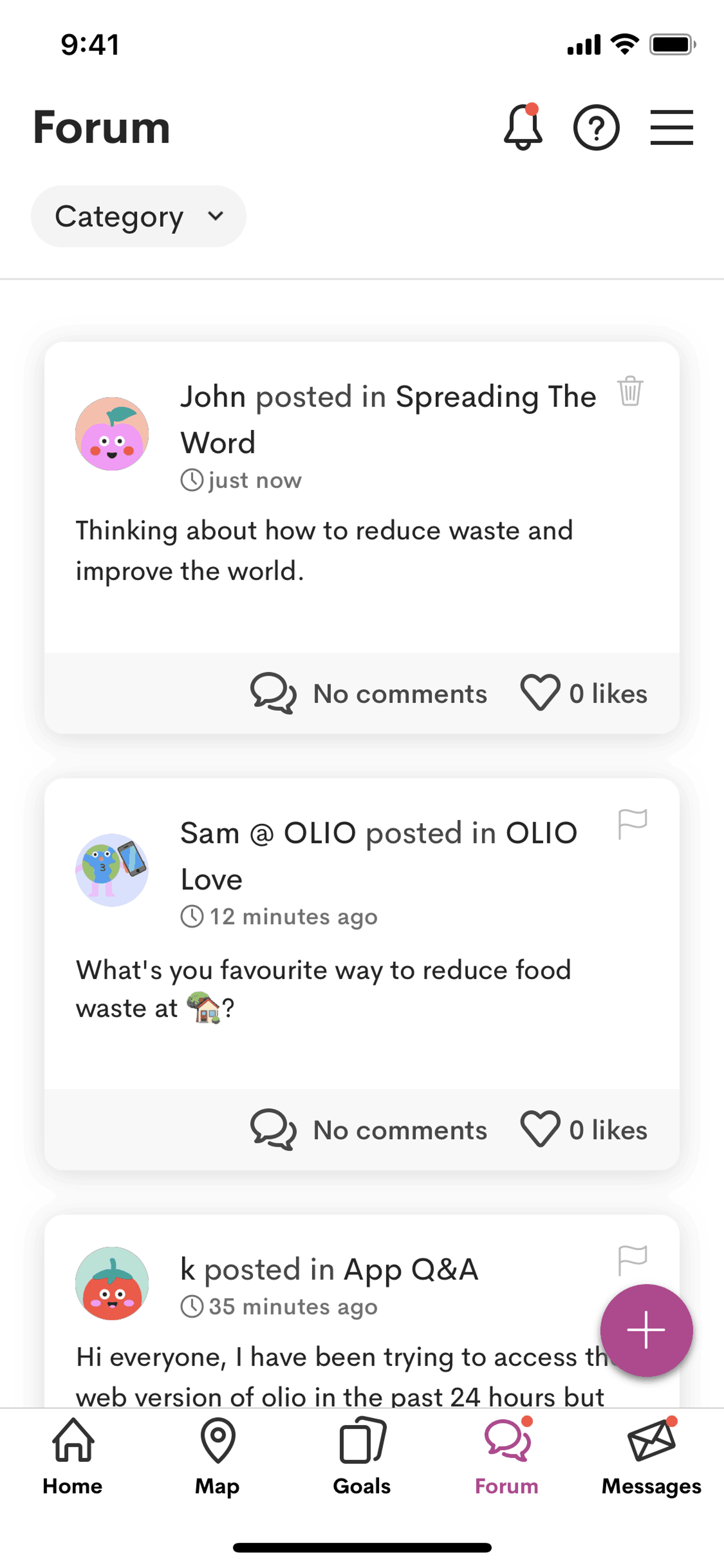 OLIO iOS Food & Drink interface screenshot 4