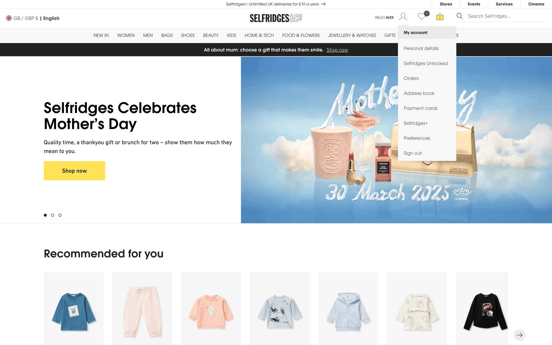 Selfridges Web Shopping interface screenshot 12