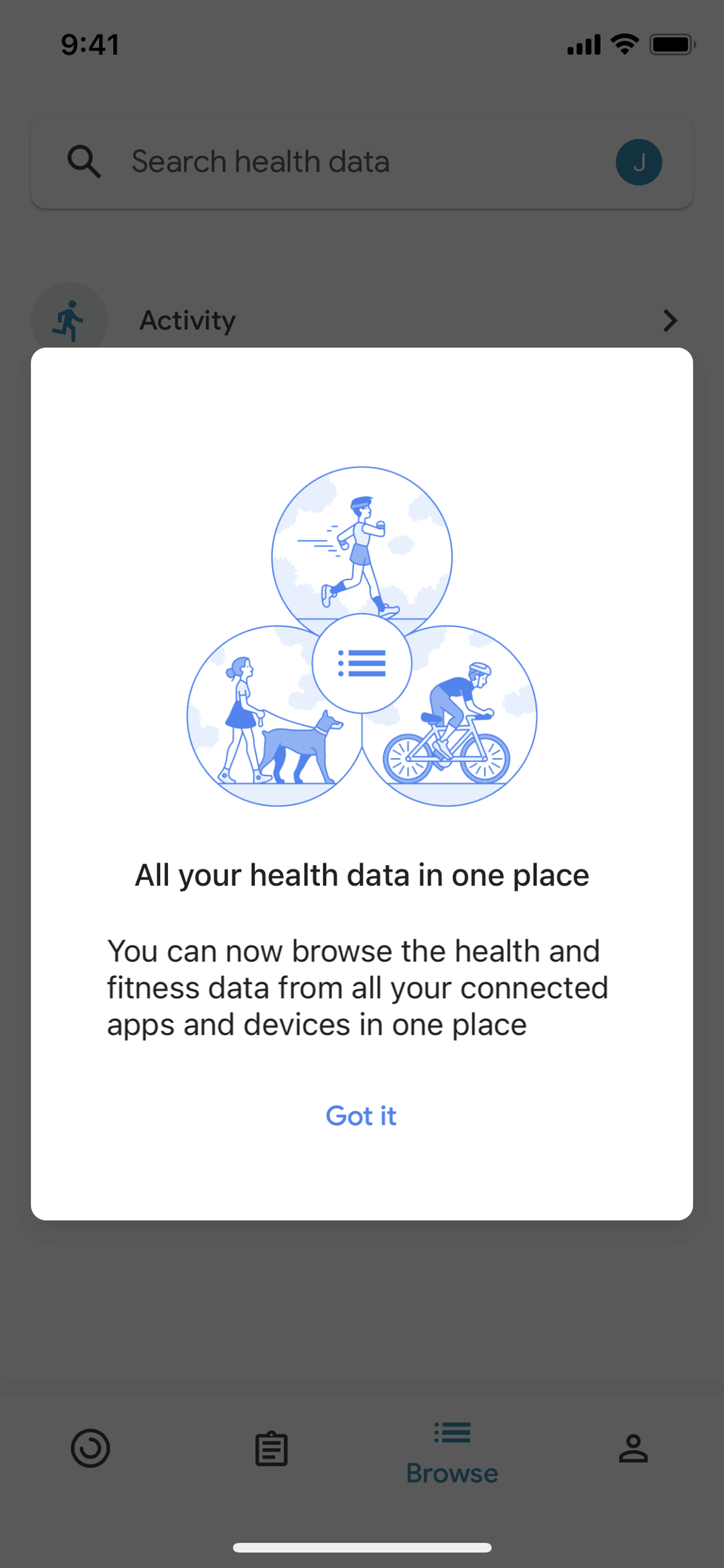 Google Fit iOS Health & Fitness interface screenshot 6