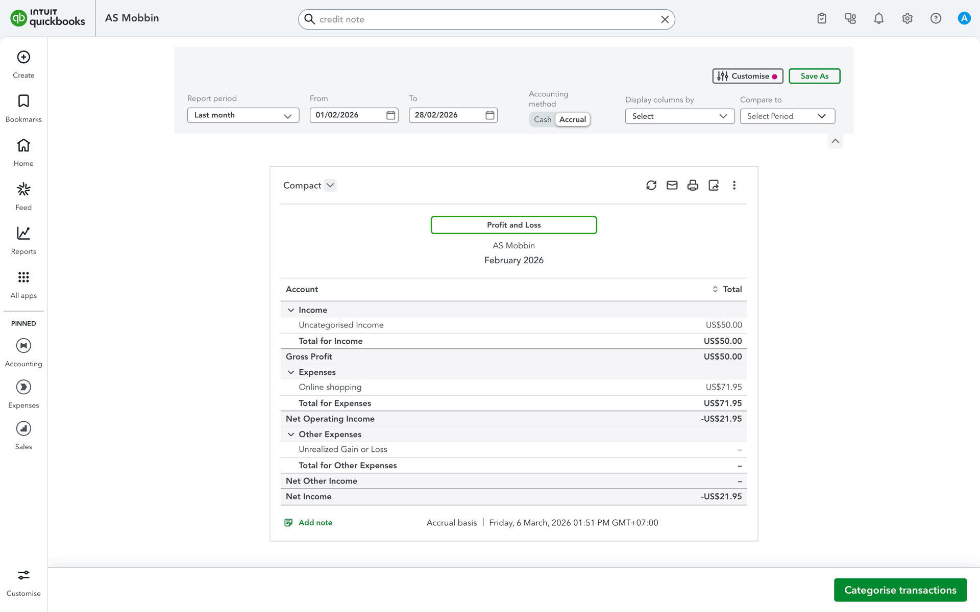QuickBooks Web accounting interface screenshot 7