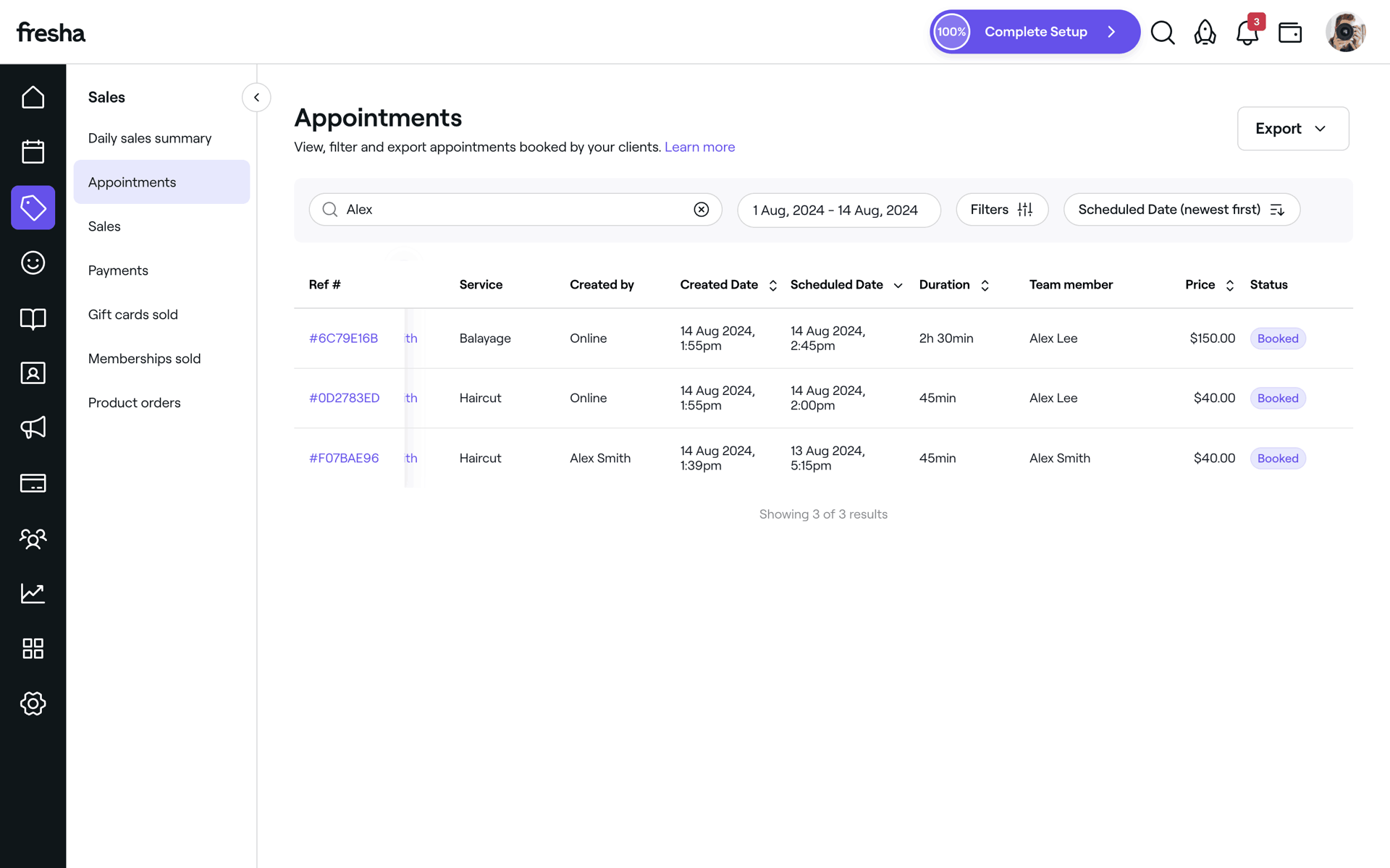 Fresha Web Business interface screenshot 18