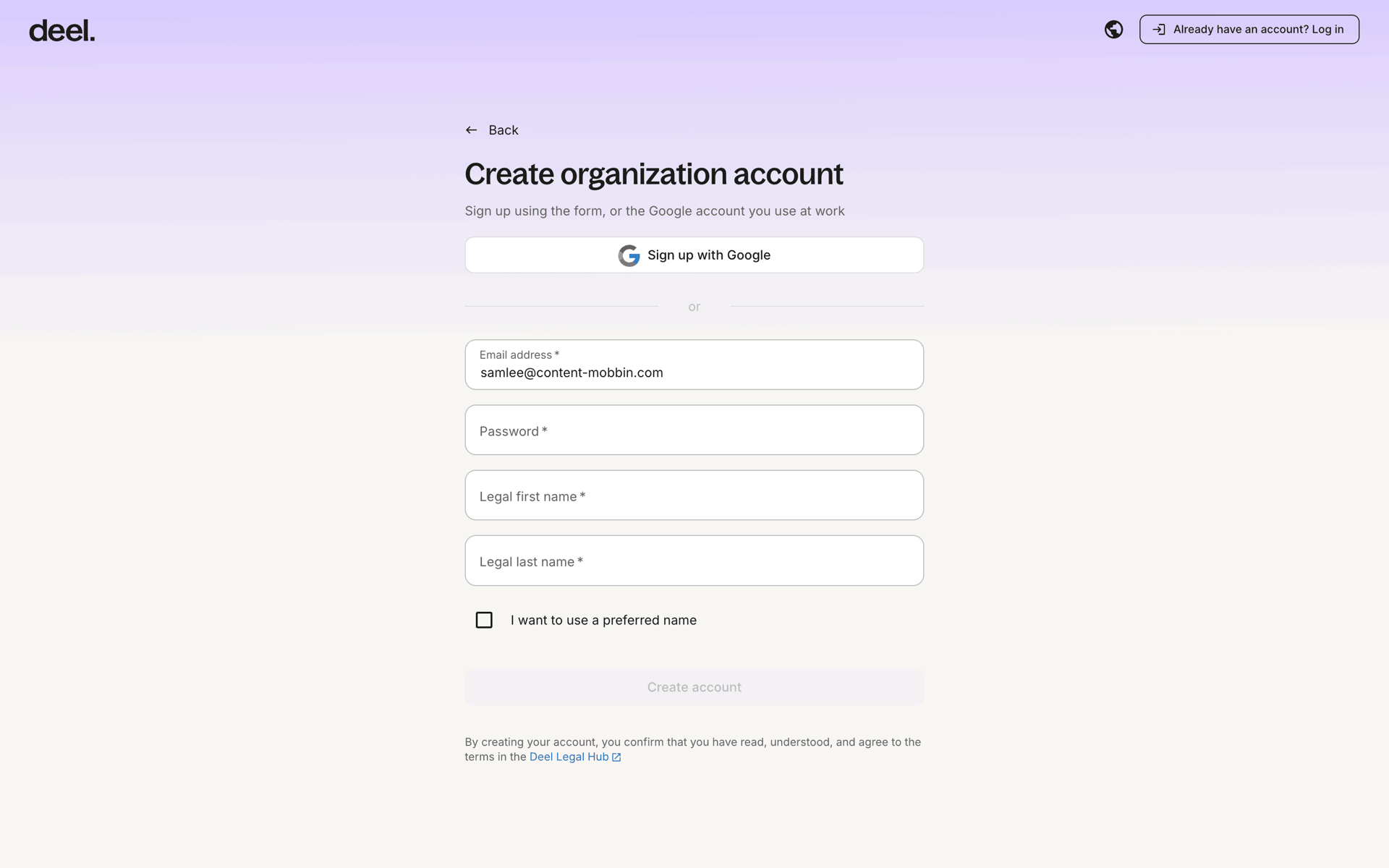 Onboarding on Deel (web) screen 6