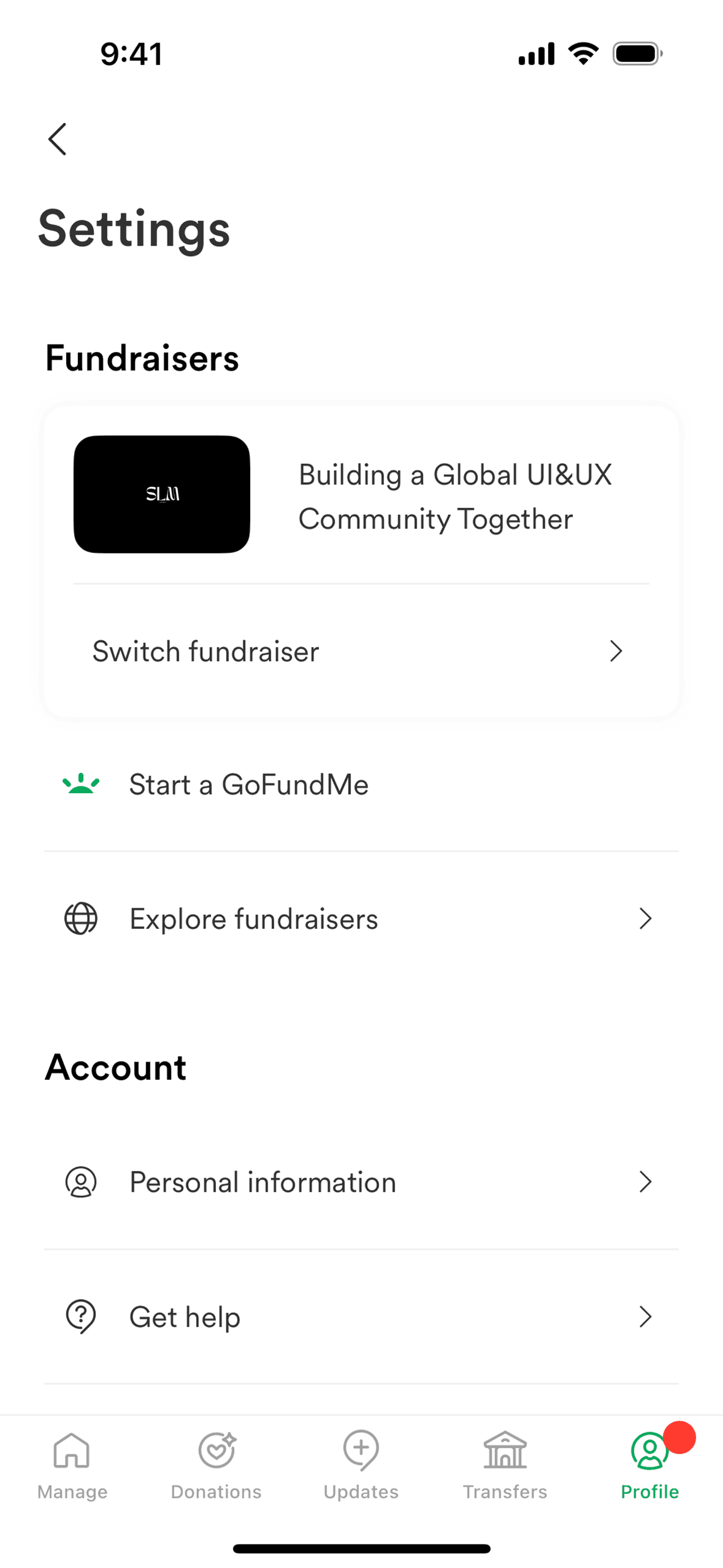 GoFundMe iOS Social Networking interface screenshot 5