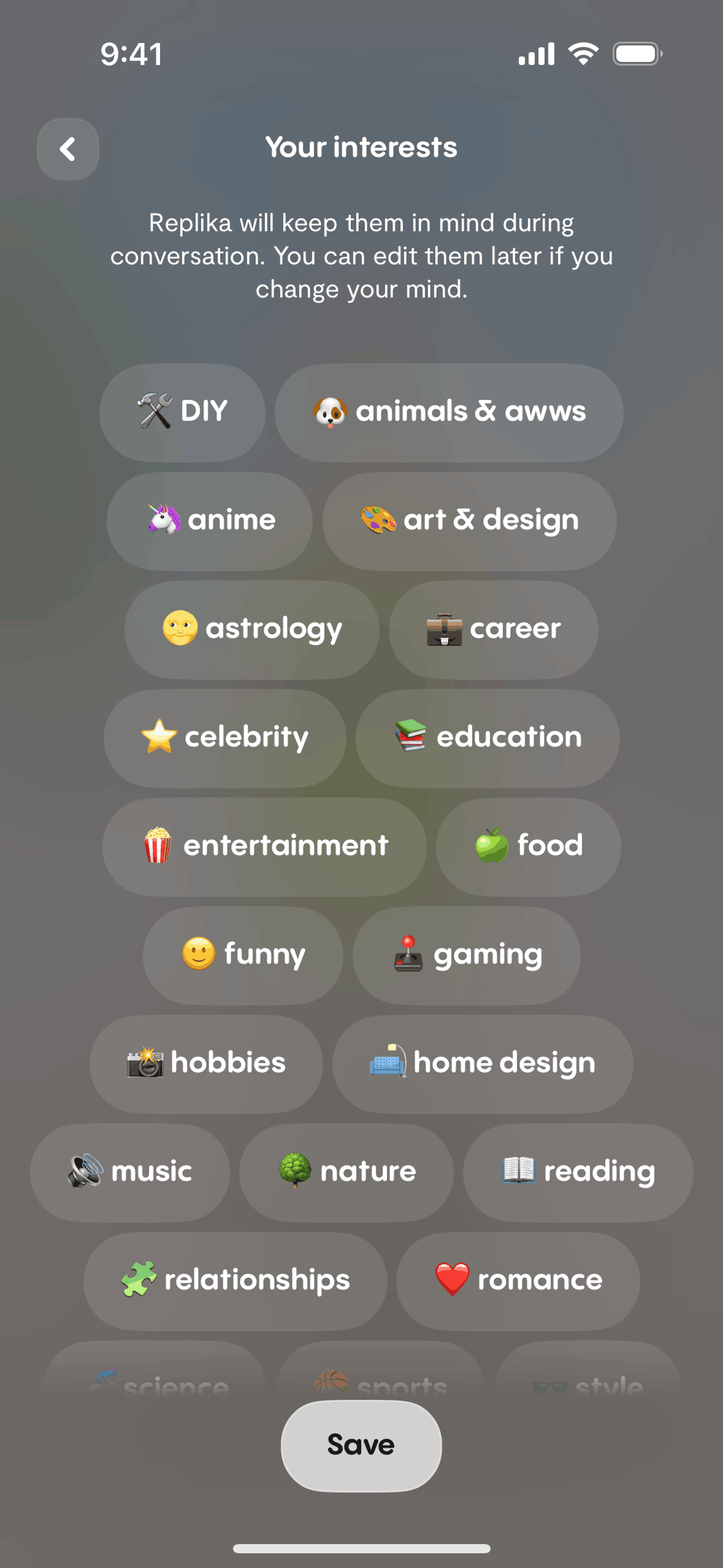 Replika iOS Health & Fitness interface screenshot 21