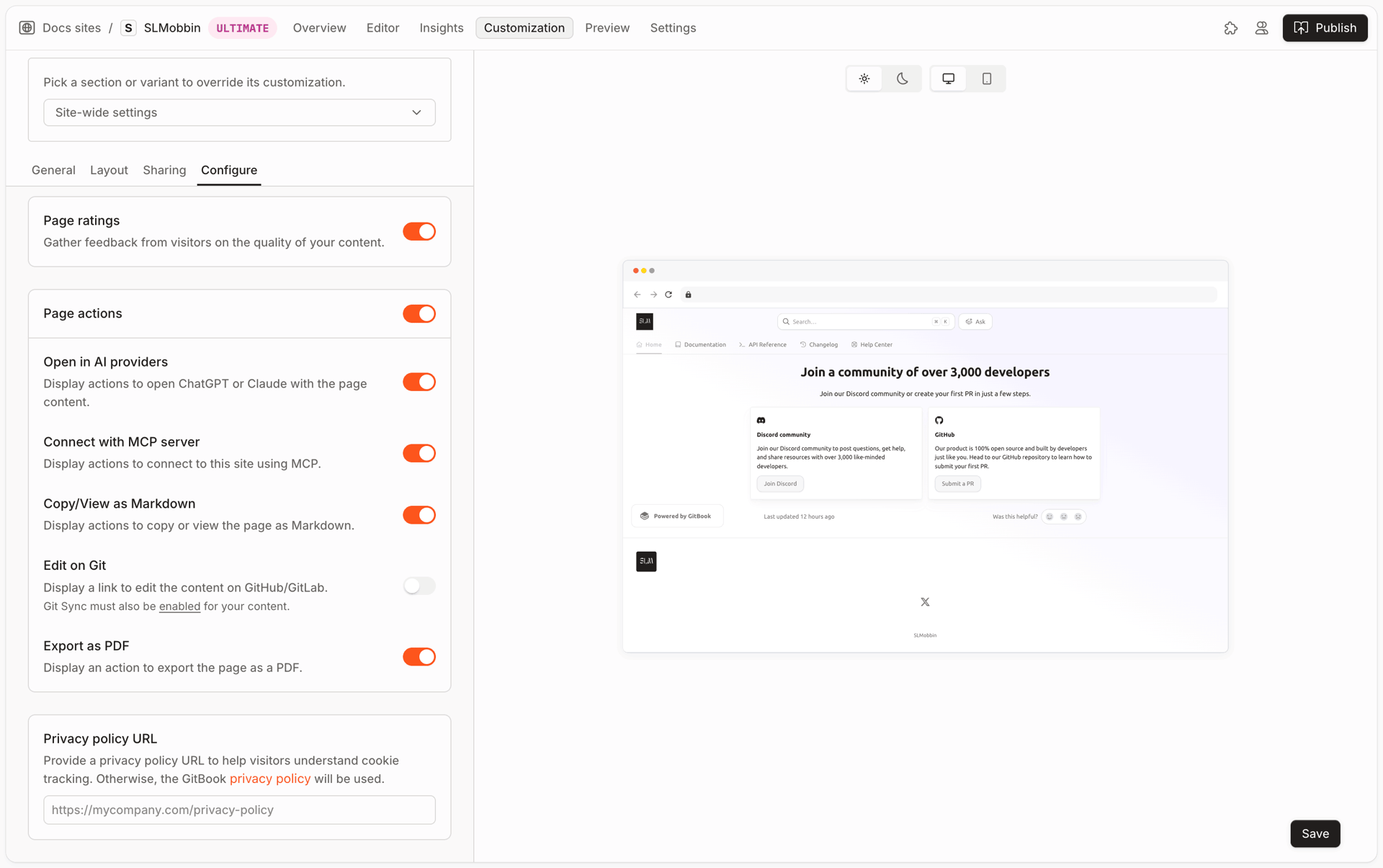 GitBook Web Developer Tools interface screenshot 9