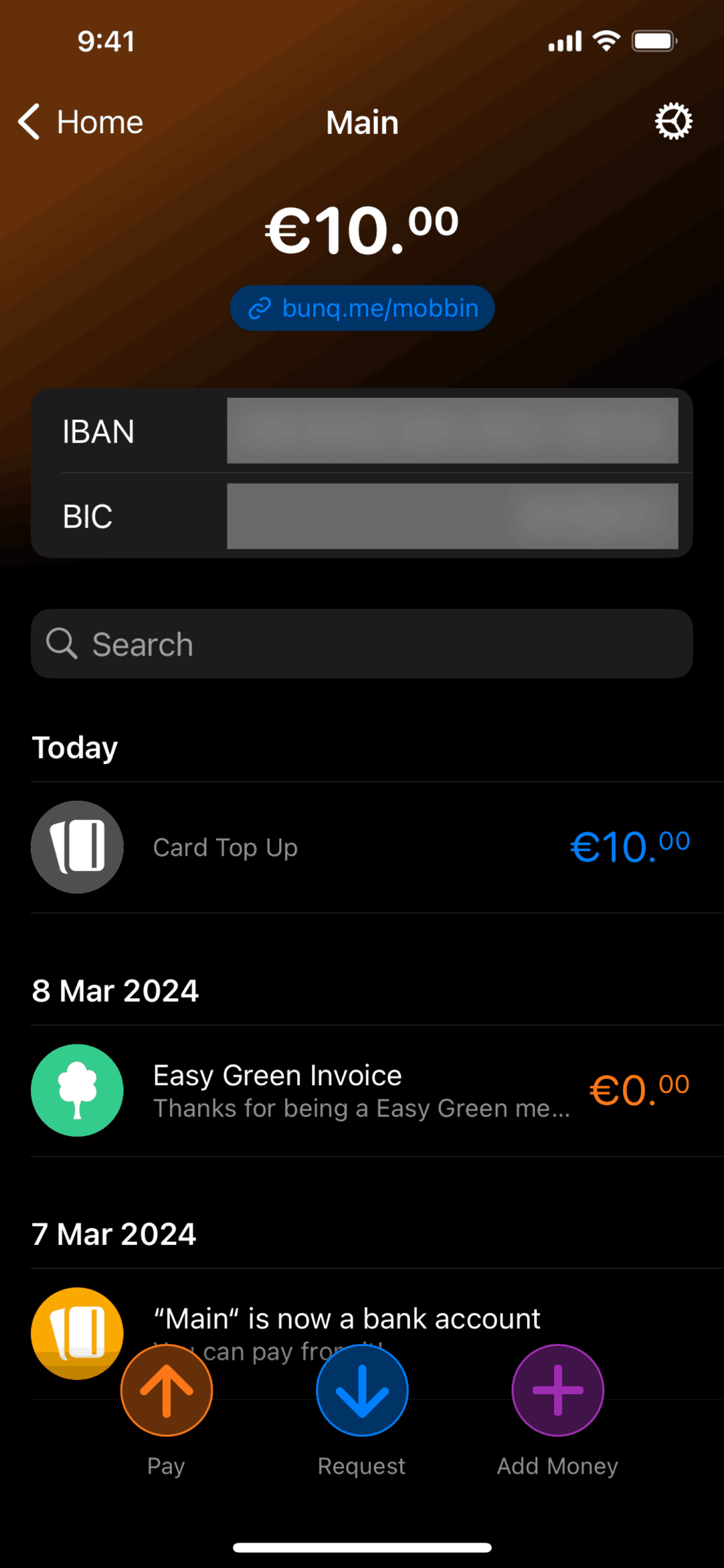 bunq iOS Finance interface screenshot 10