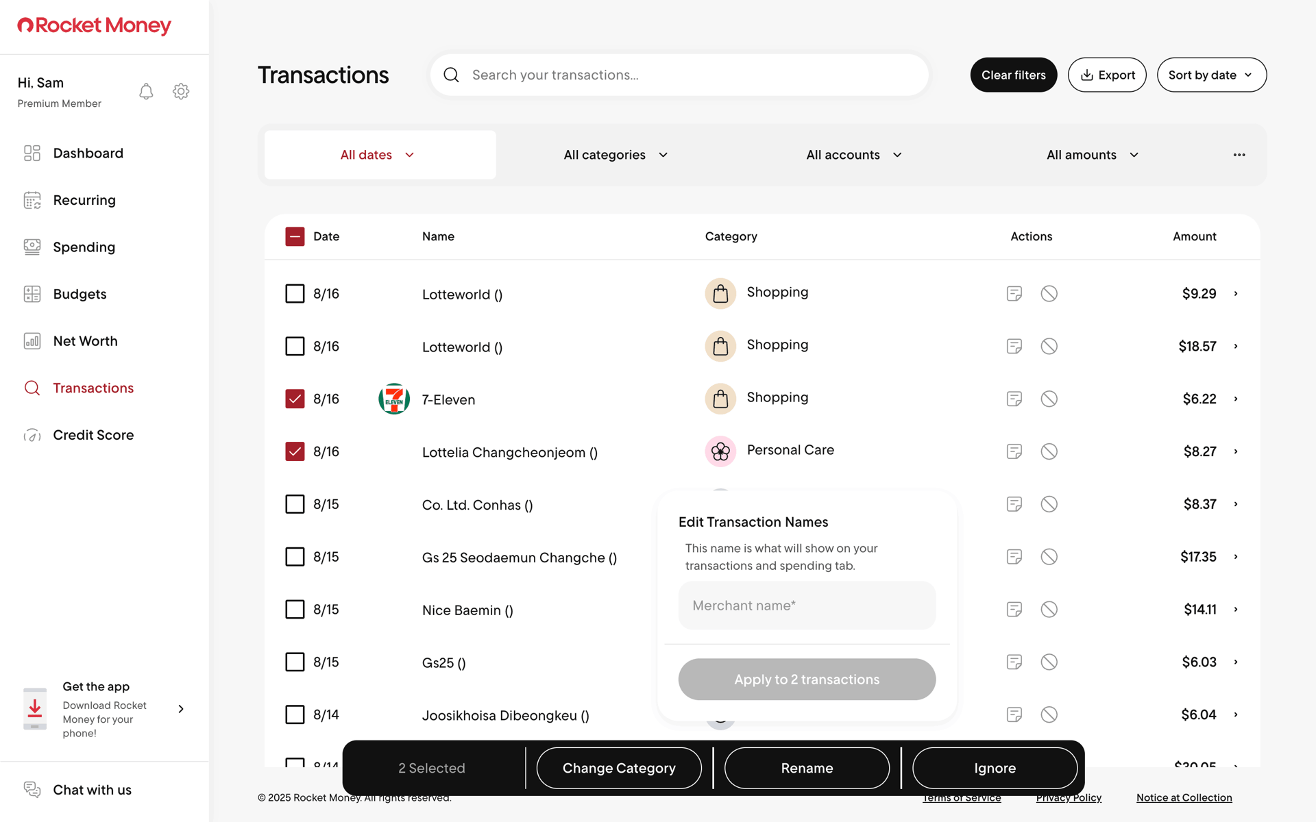 Rocket Money Web Finance interface screenshot 17