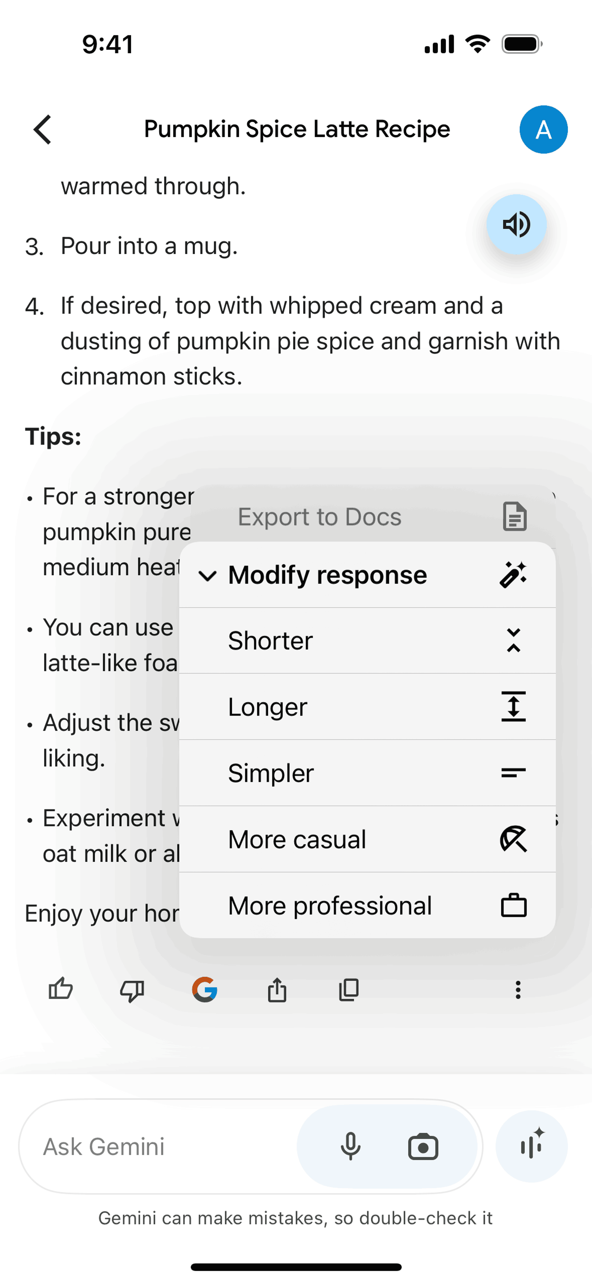 Google Gemini iOS AI interface screenshot 12