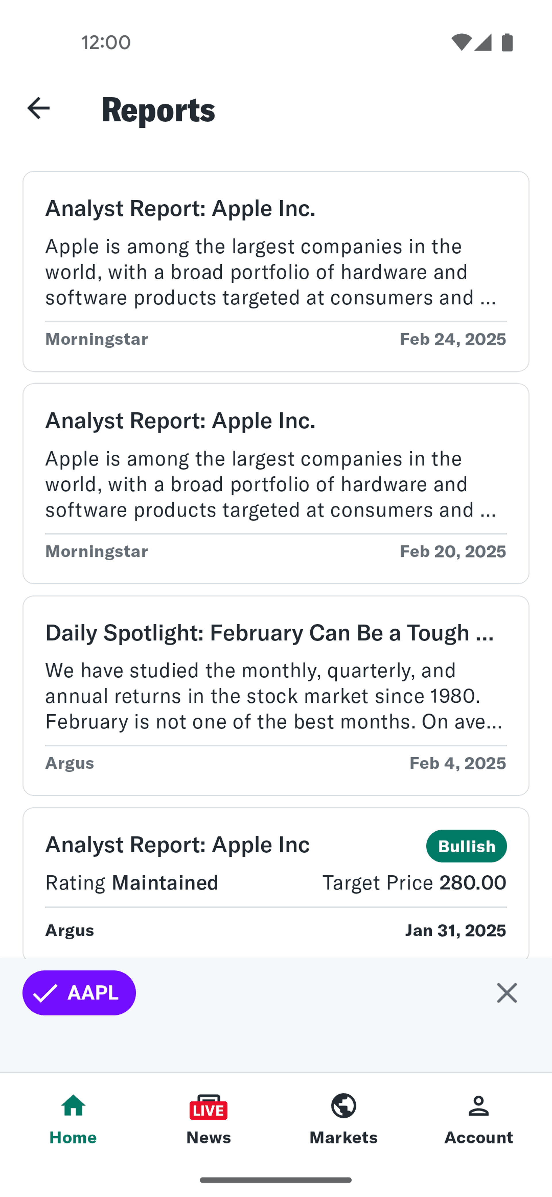 Yahoo Finance Android Finance interface screenshot 6