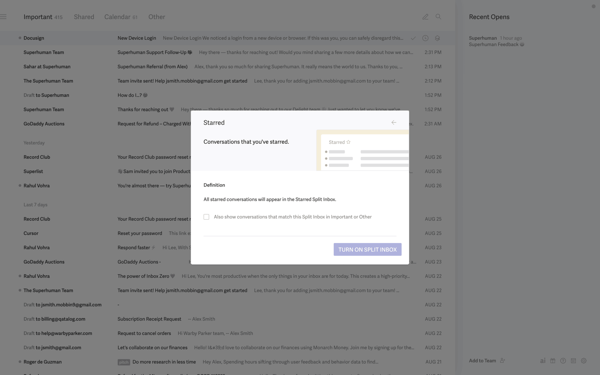 Superhuman Web AI interface screenshot 2
