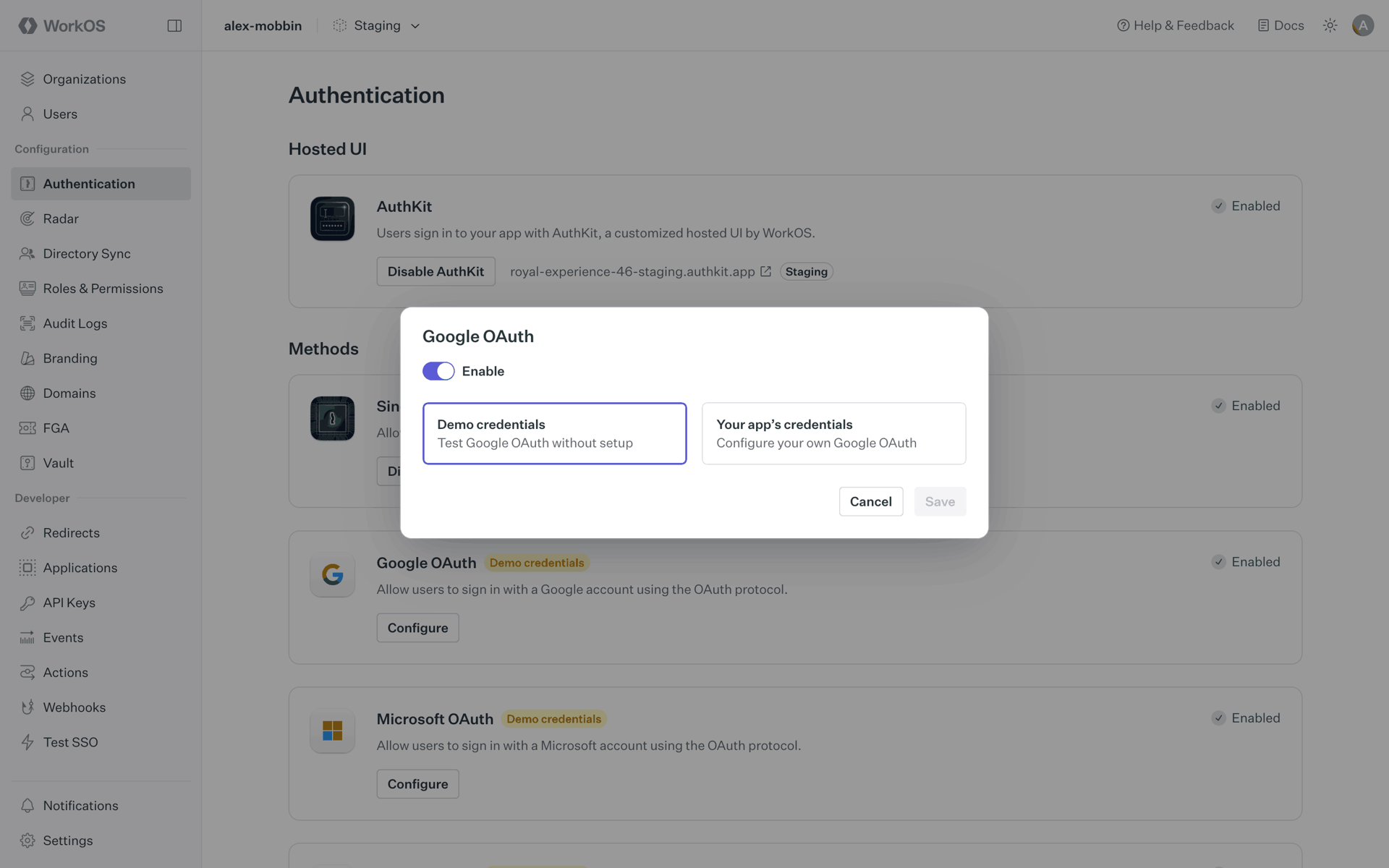 WorkOS Web Developer Tools interface screenshot 7