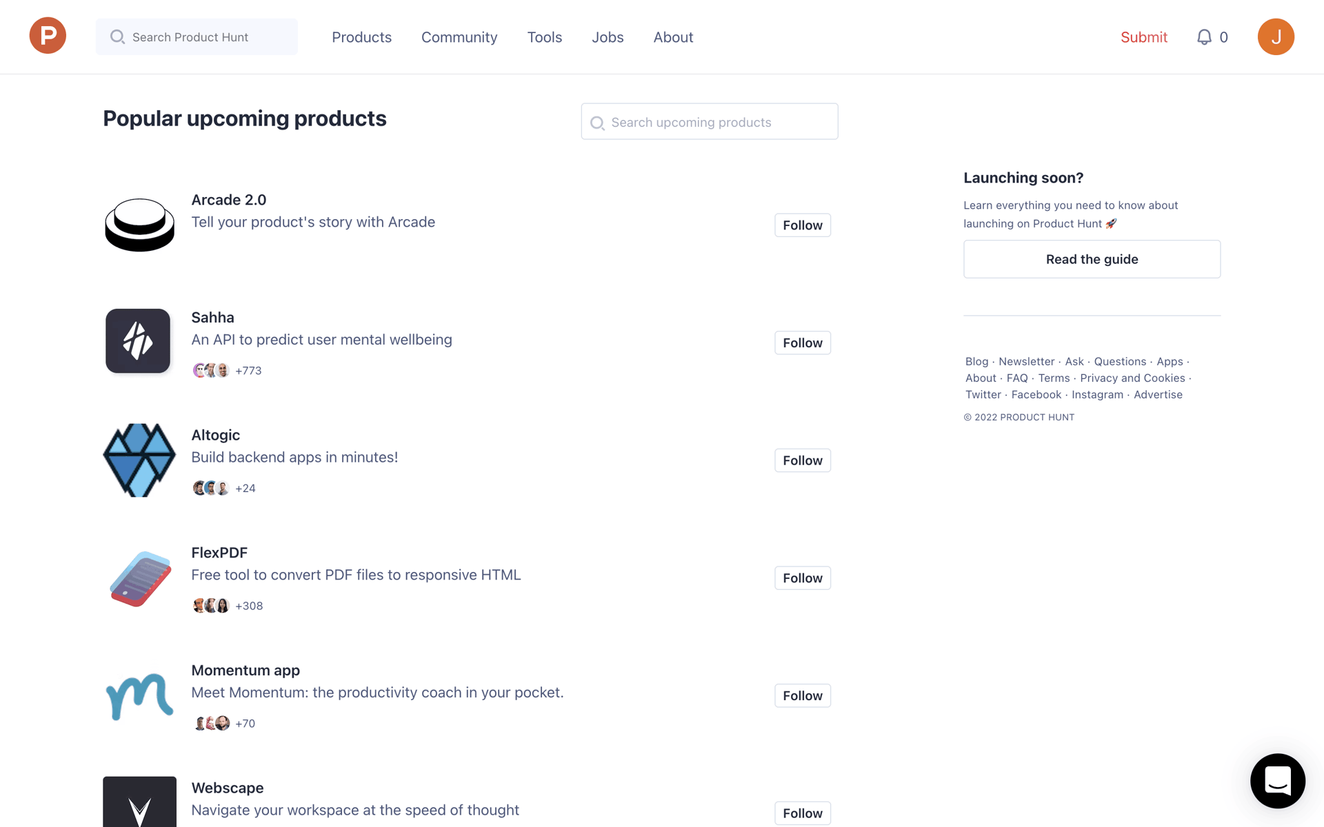 Product Hunt Web Business interface screenshot 20