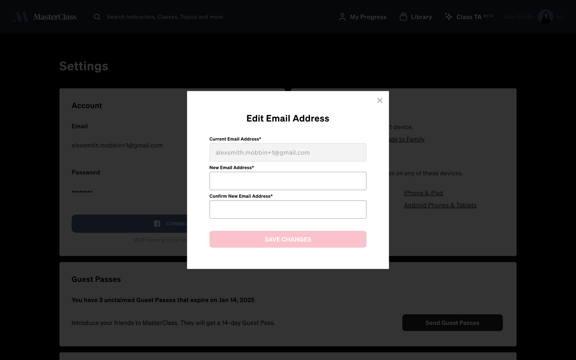 MasterClass Web Business interface screenshot 10