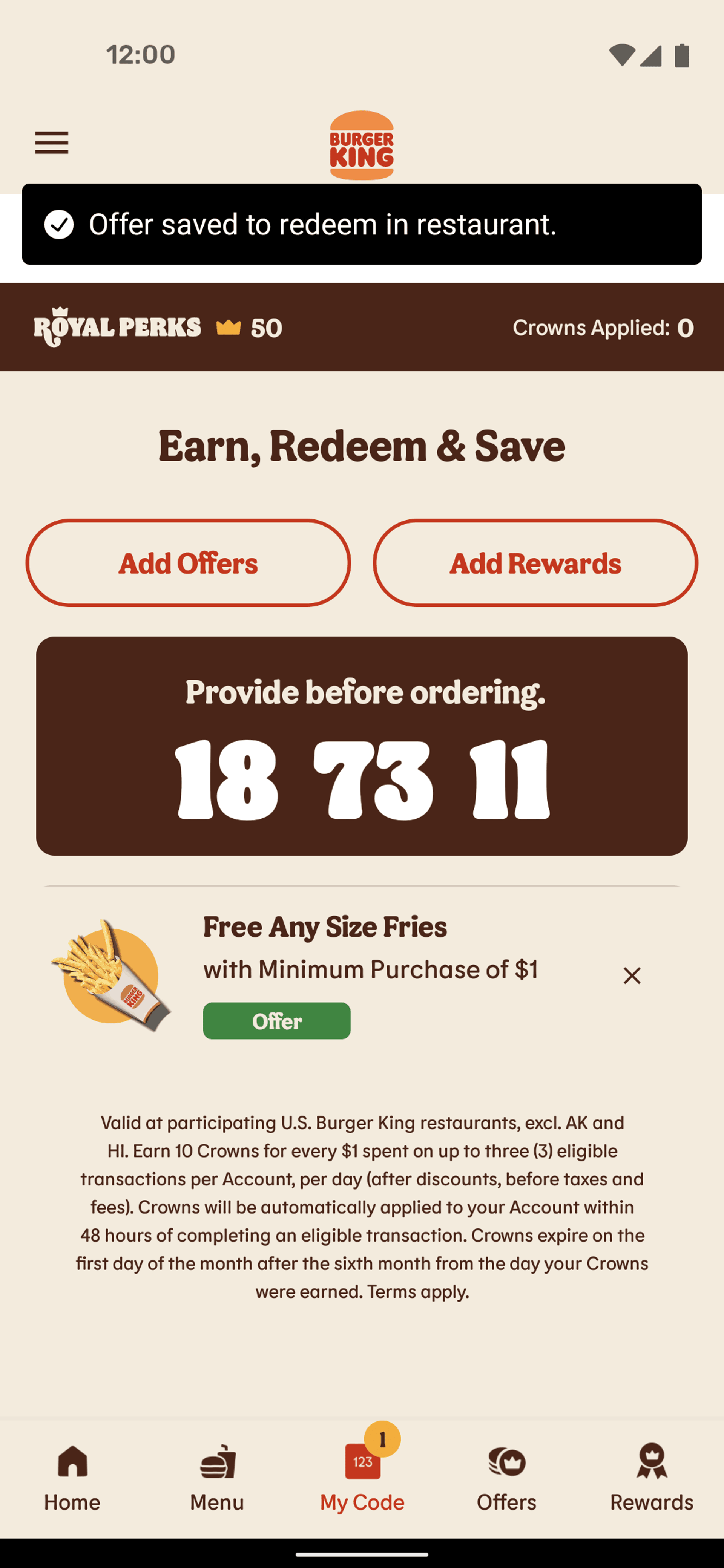 Burger King Android Food & Drink interface screenshot 11