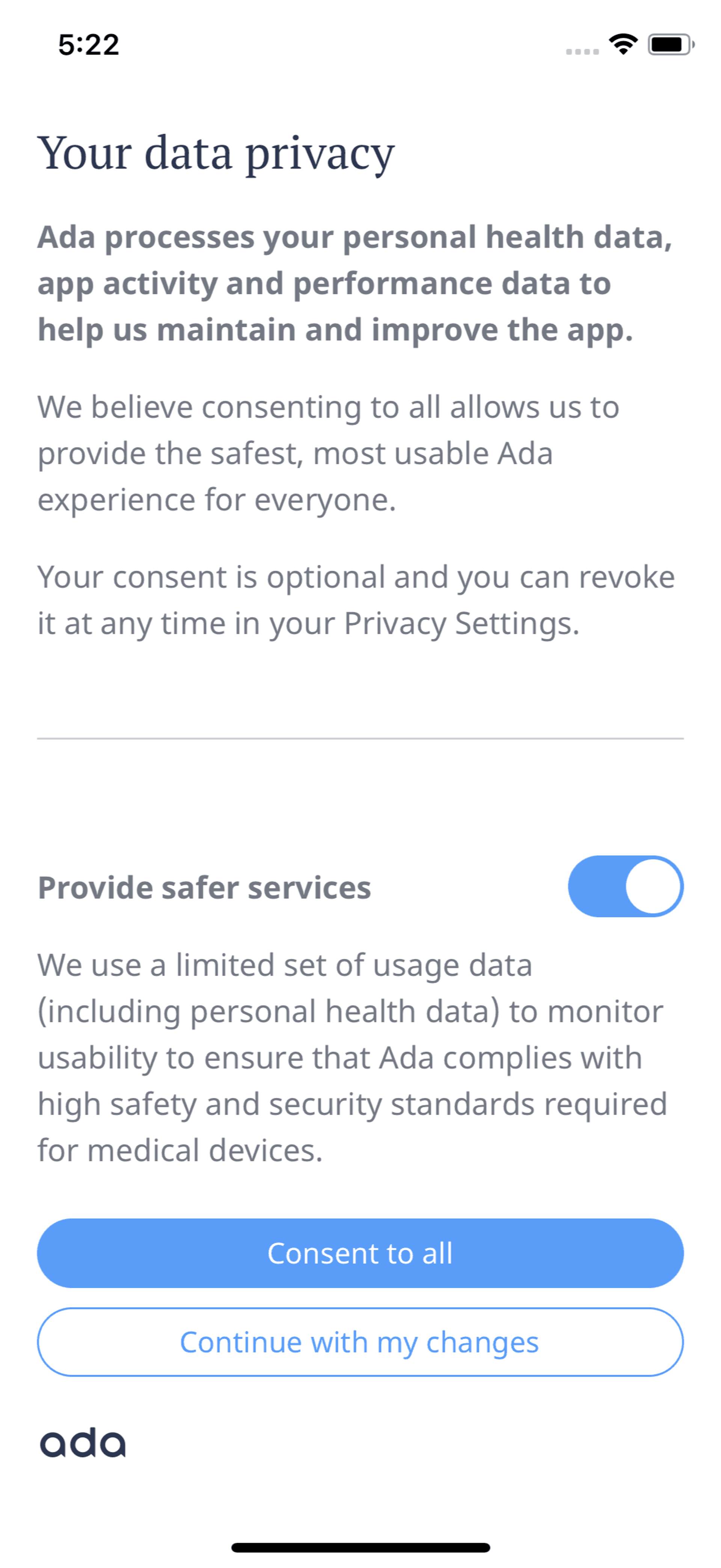 Ada iOS Health & Fitness interface screenshot 10