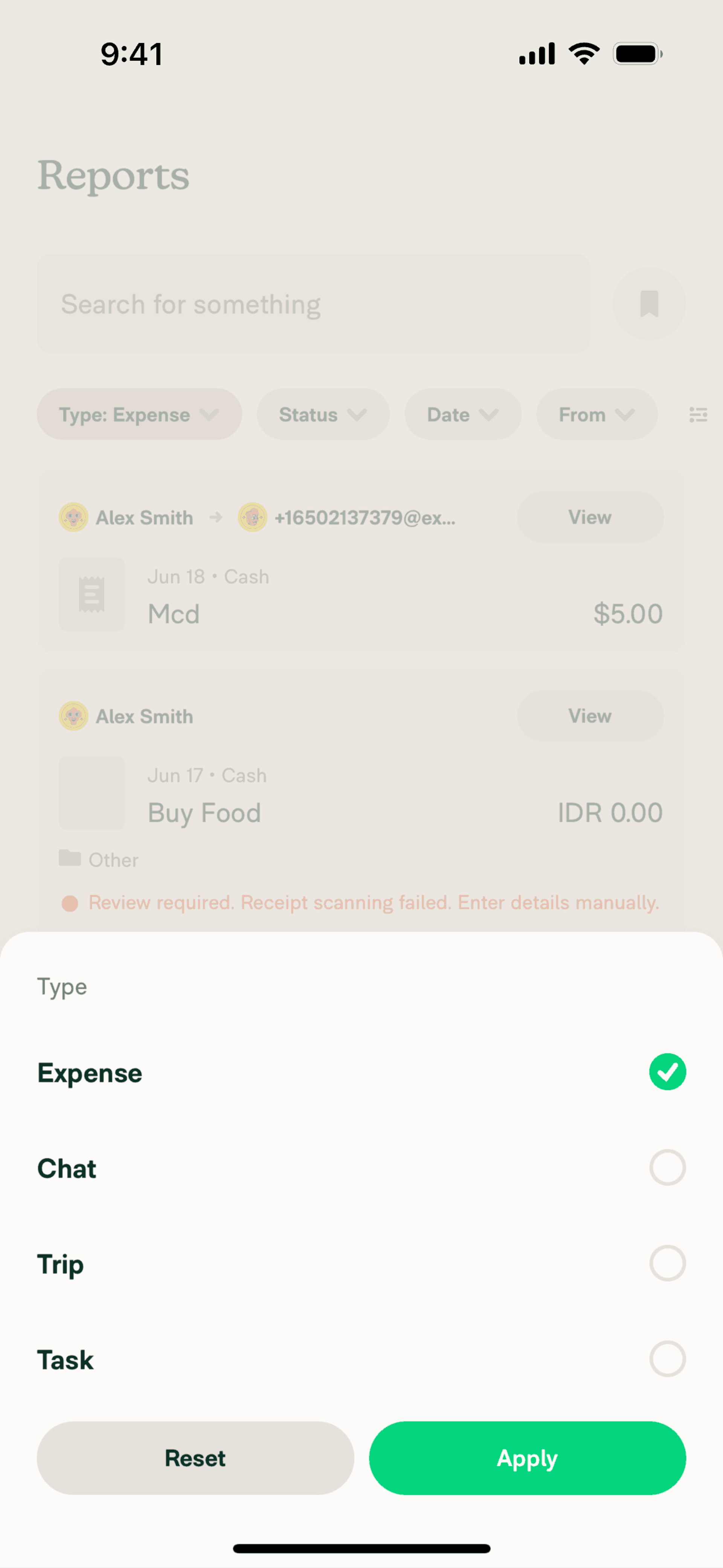 Expensify iOS Finance interface screenshot 8