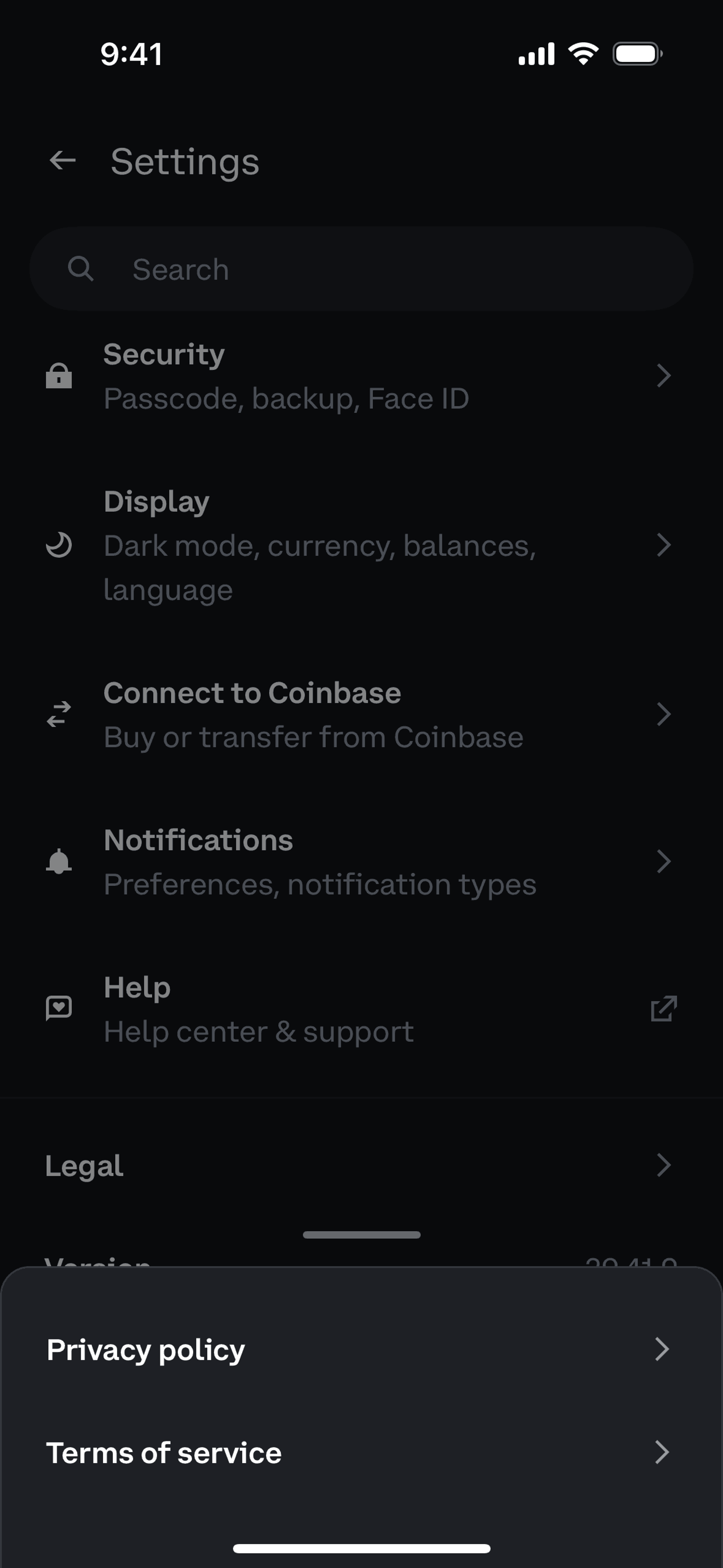 Coinbase Wallet iOS Finance interface screenshot 24
