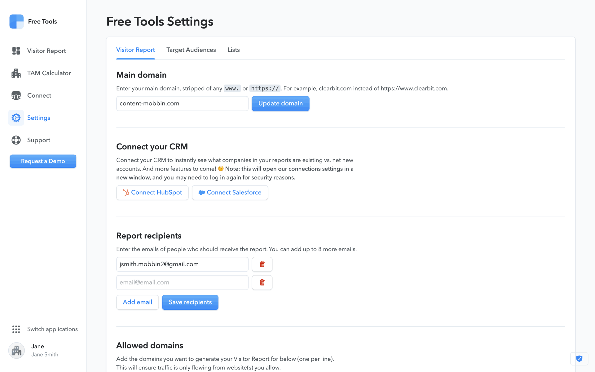 Clearbit Web Business interface screenshot 20