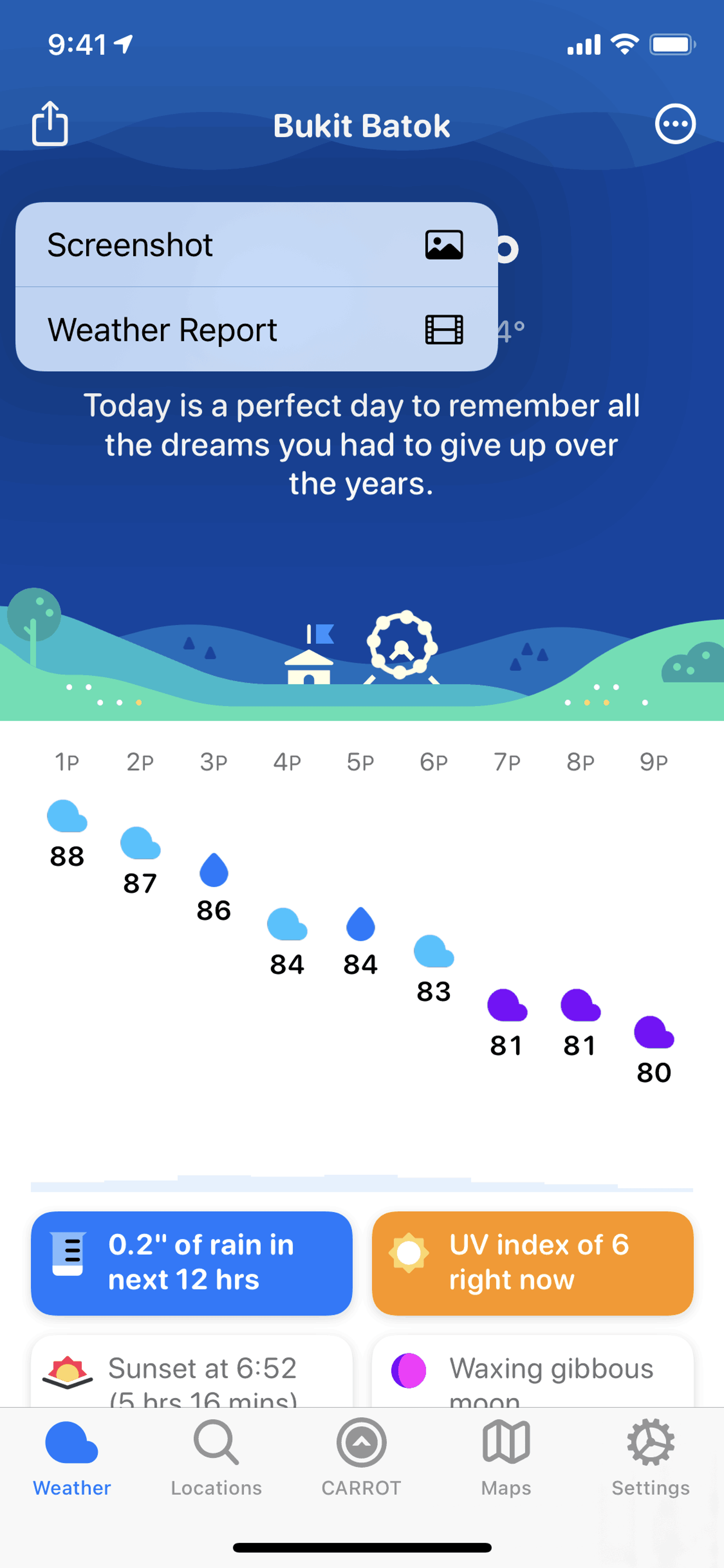 CARROT Weather iOS Lifestyle interface screenshot 7