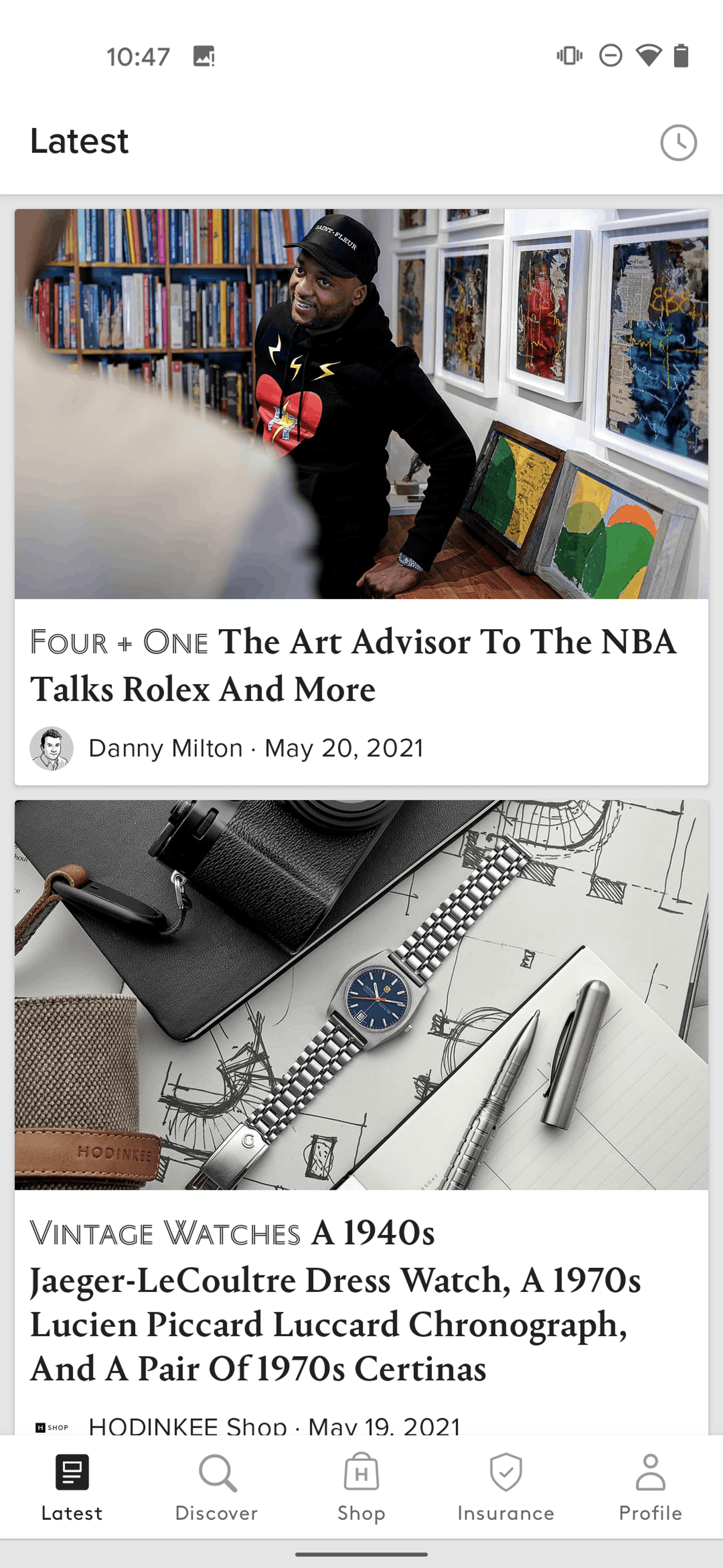 HODINKEE Android Lifestyle interface screenshot 1