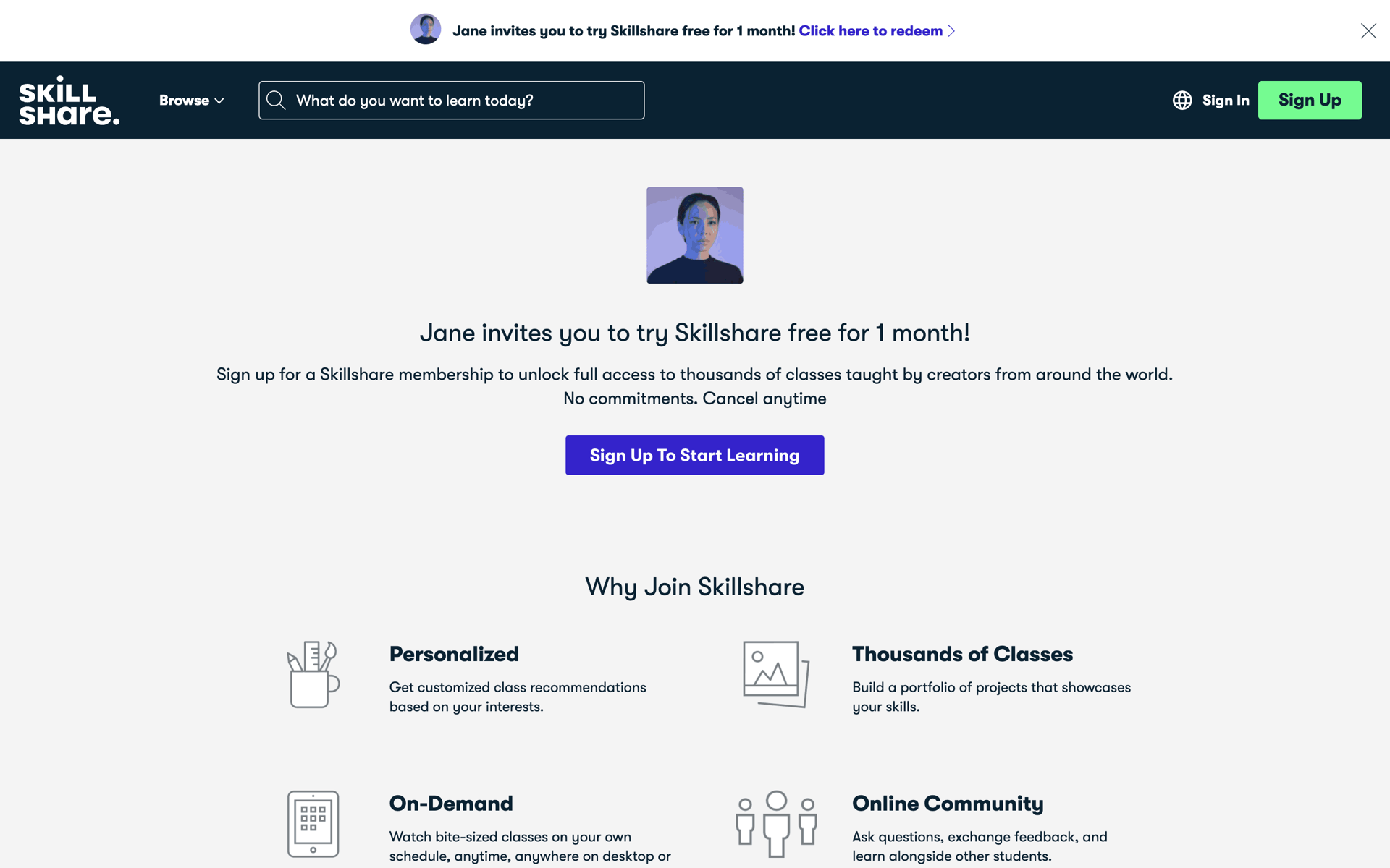 Skillshare Web Education interface screenshot 2
