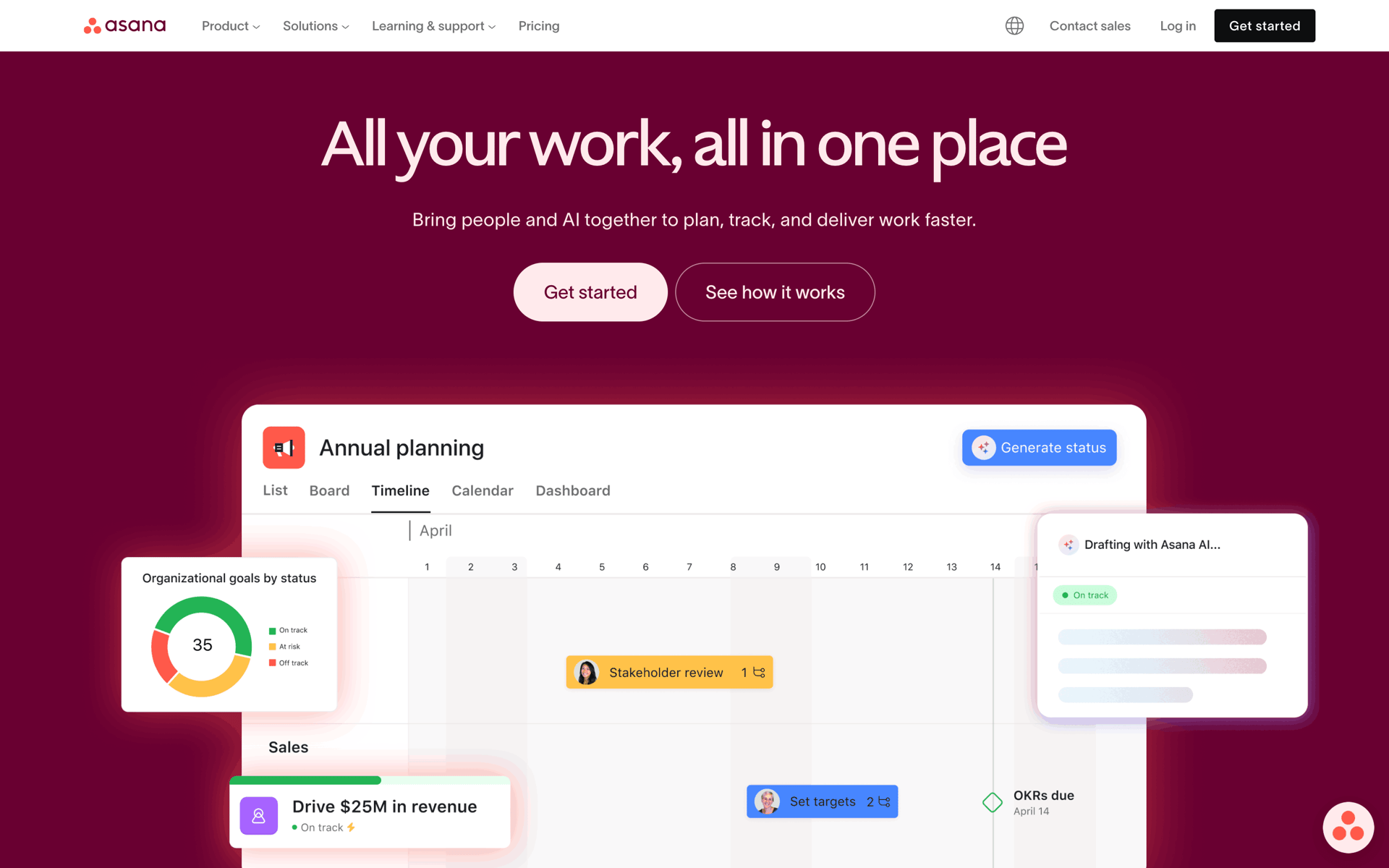 Onboarding on Asana (web) screen 1