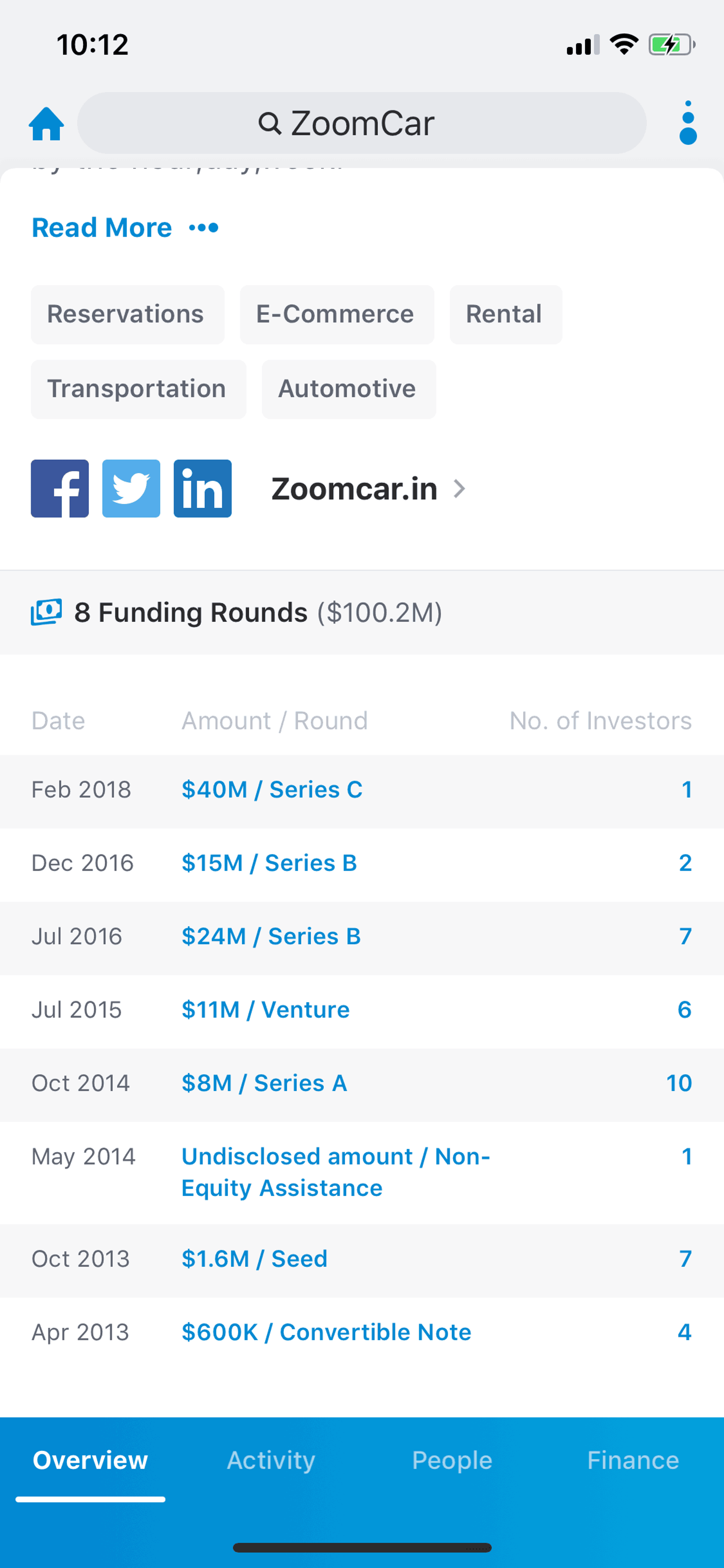 Crunchbase iOS Business interface screenshot 14