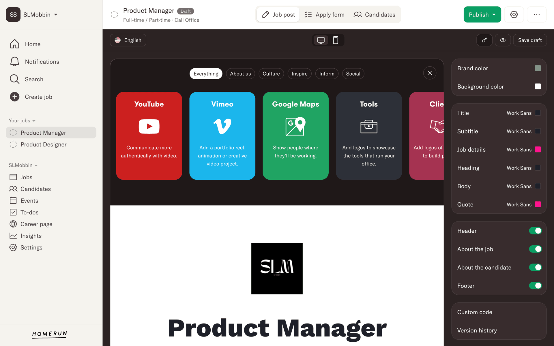 Homerun Web Business interface screenshot 10