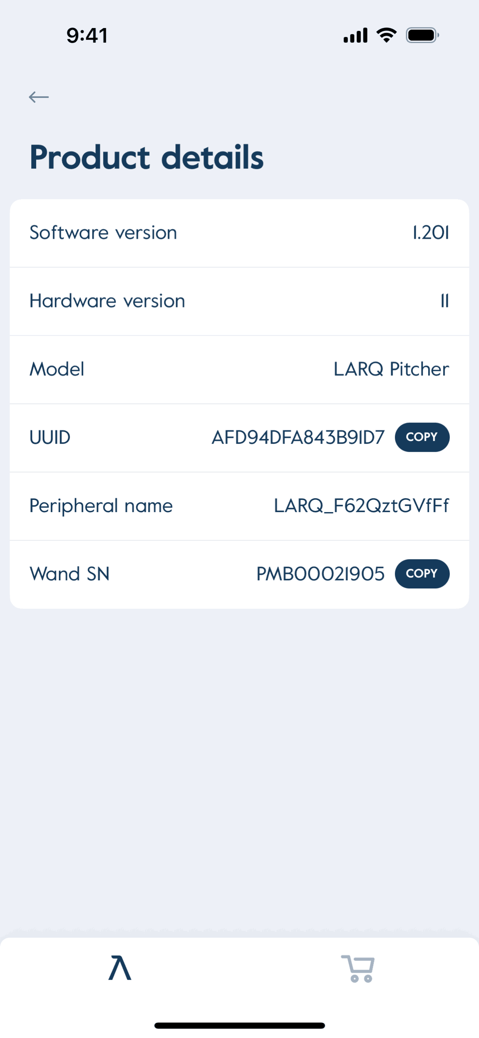 LARQ iOS Lifestyle interface screenshot 12