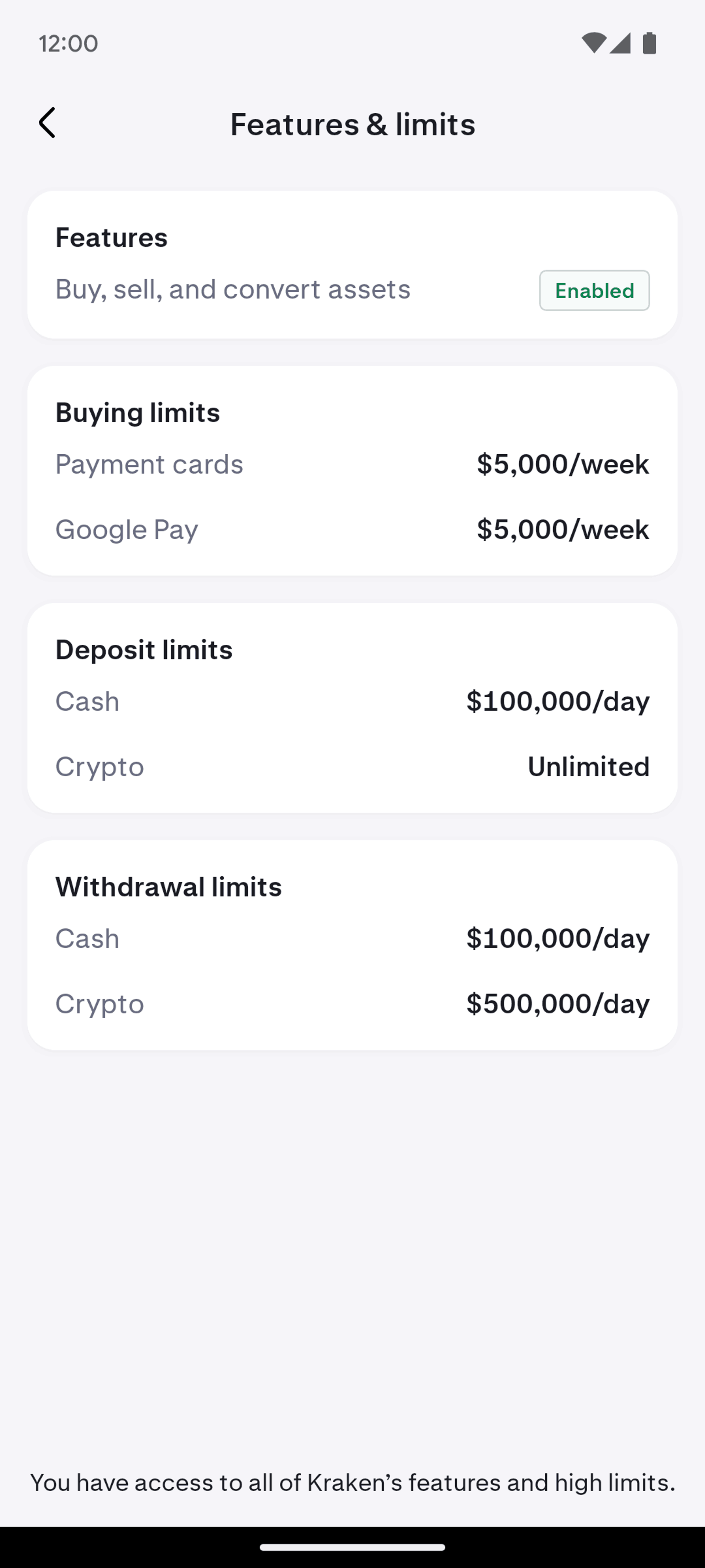 Kraken Android Finance interface screenshot 7