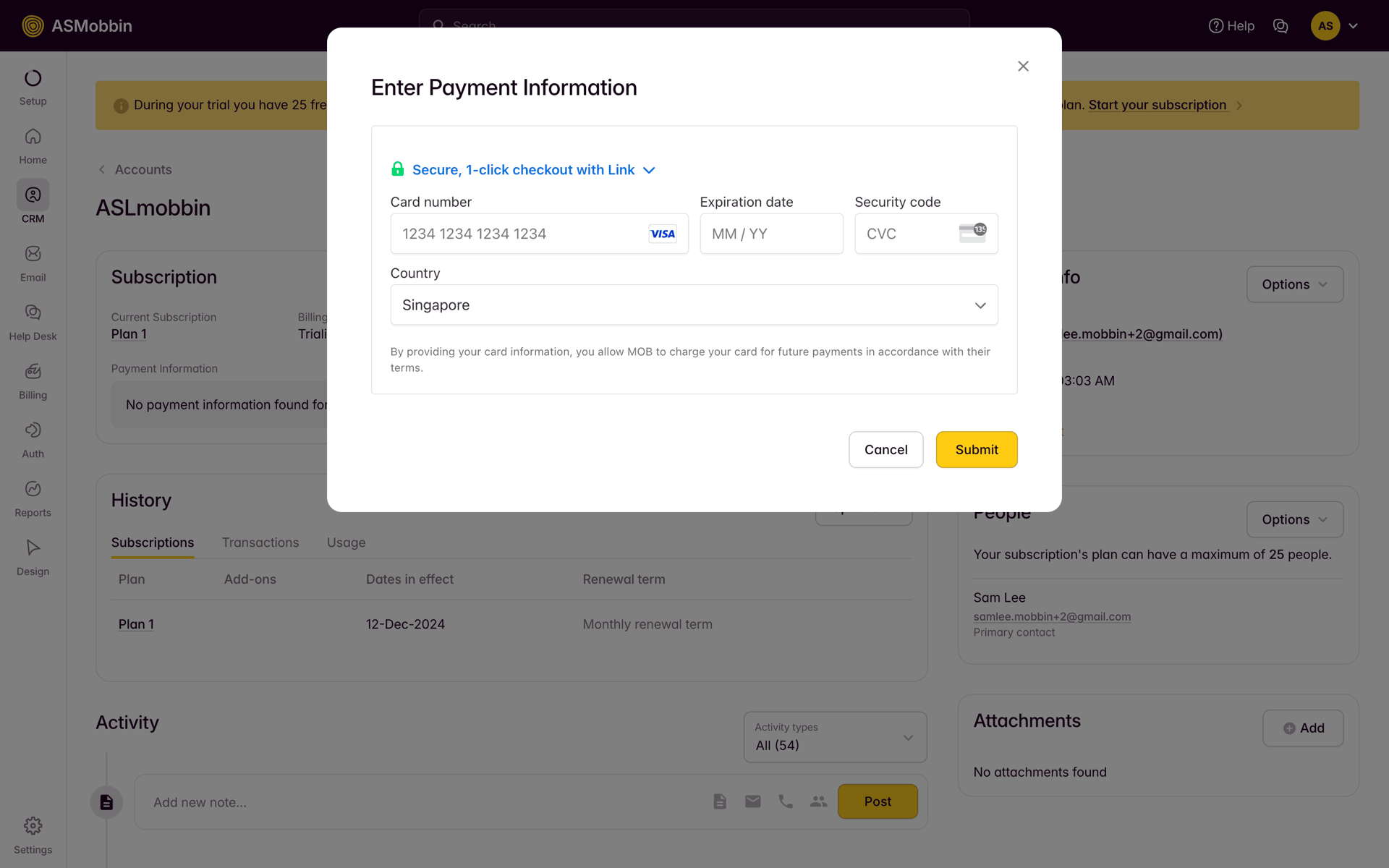 Outseta Web Business interface screenshot 17