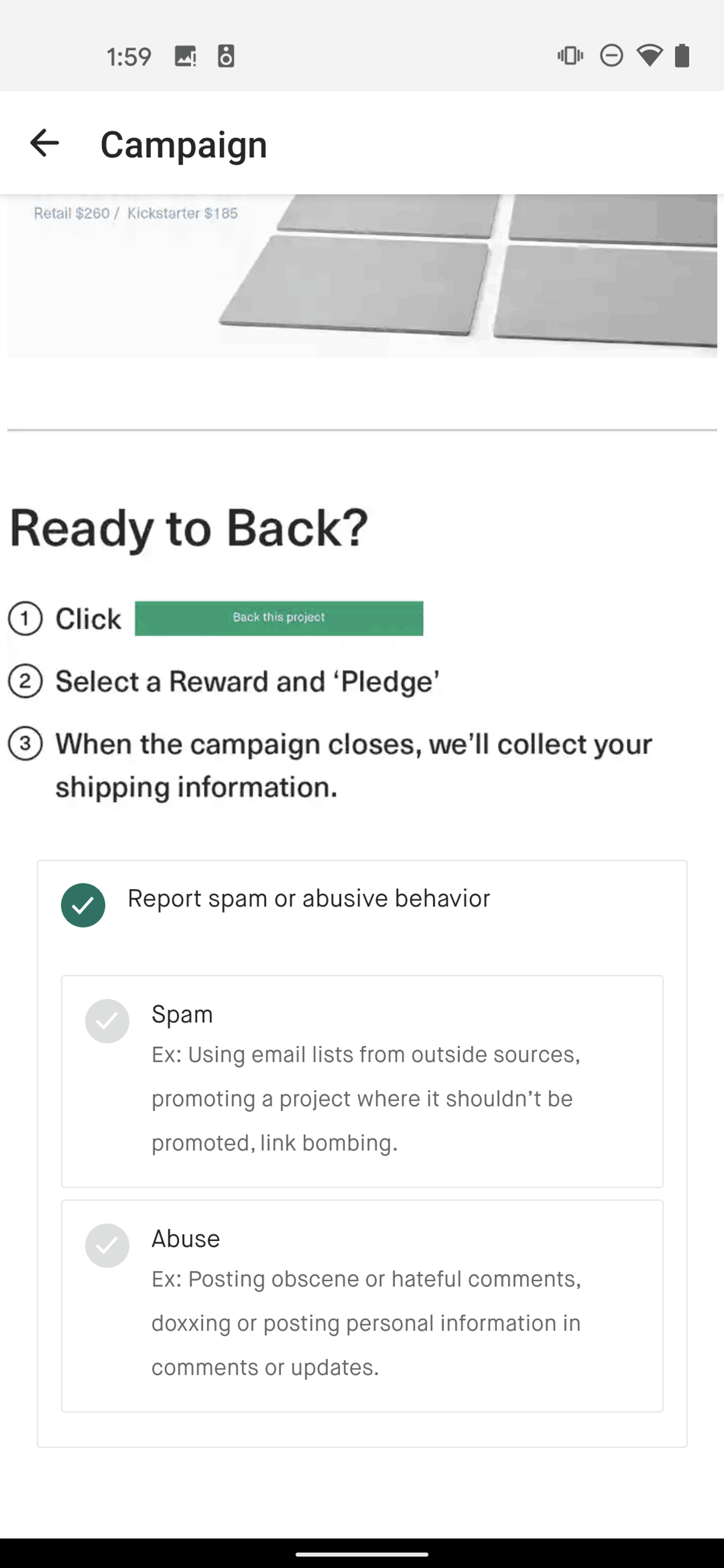 Kickstarter Android Social Networking interface screenshot 16