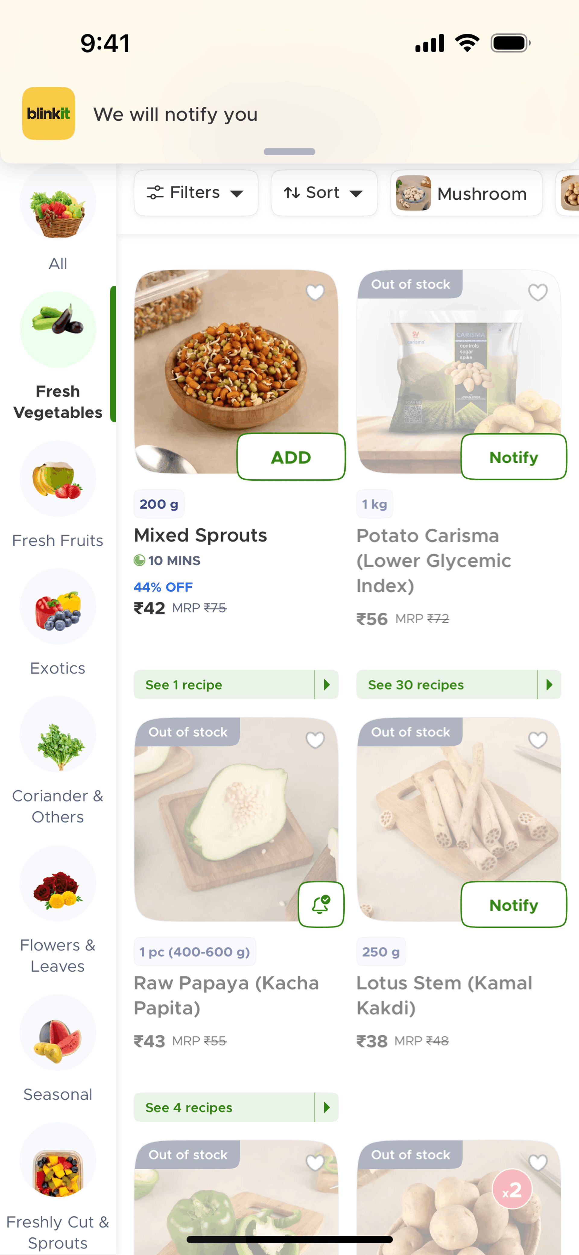 Blinkit iOS Food & Drink interface screenshot 17