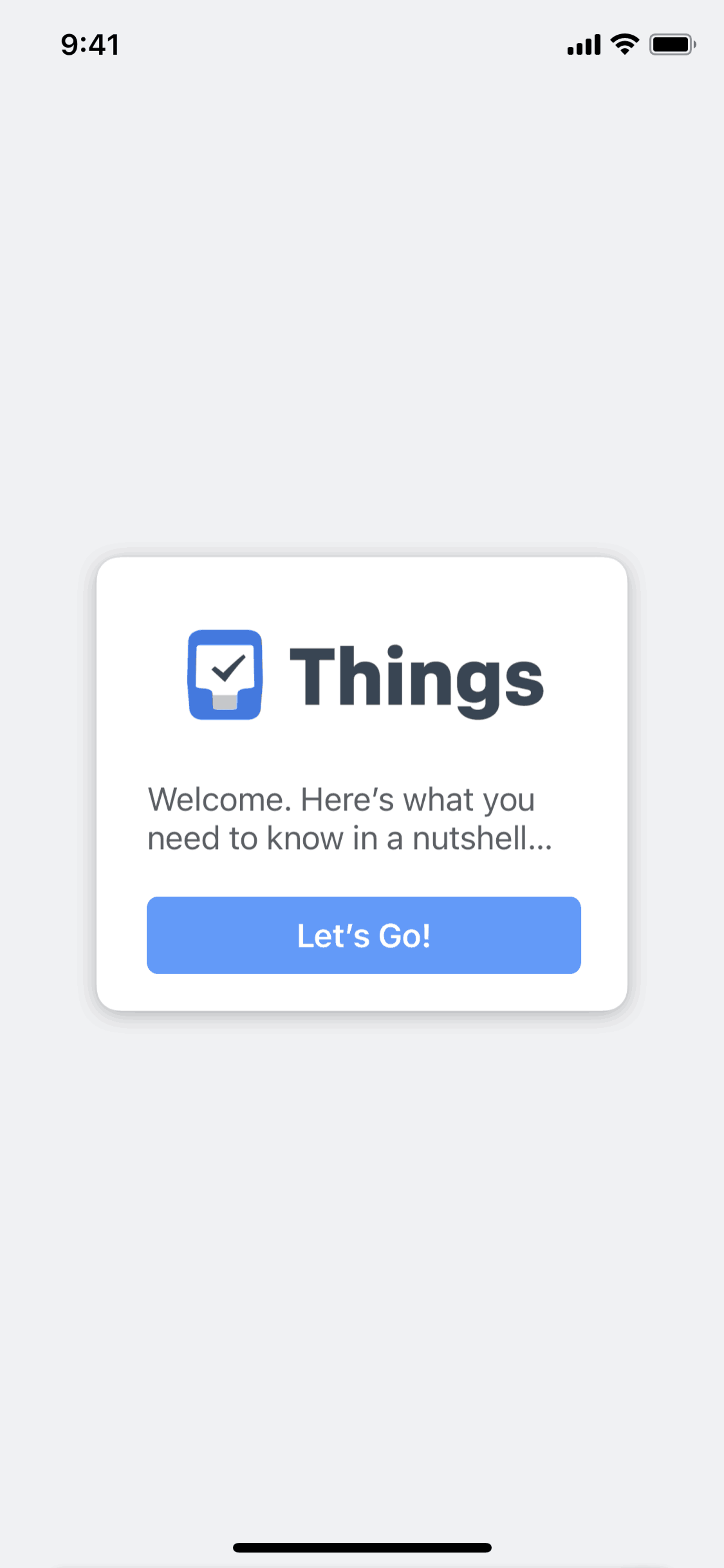 Things 3 iOS onboarding screen from the Gummble catalog
