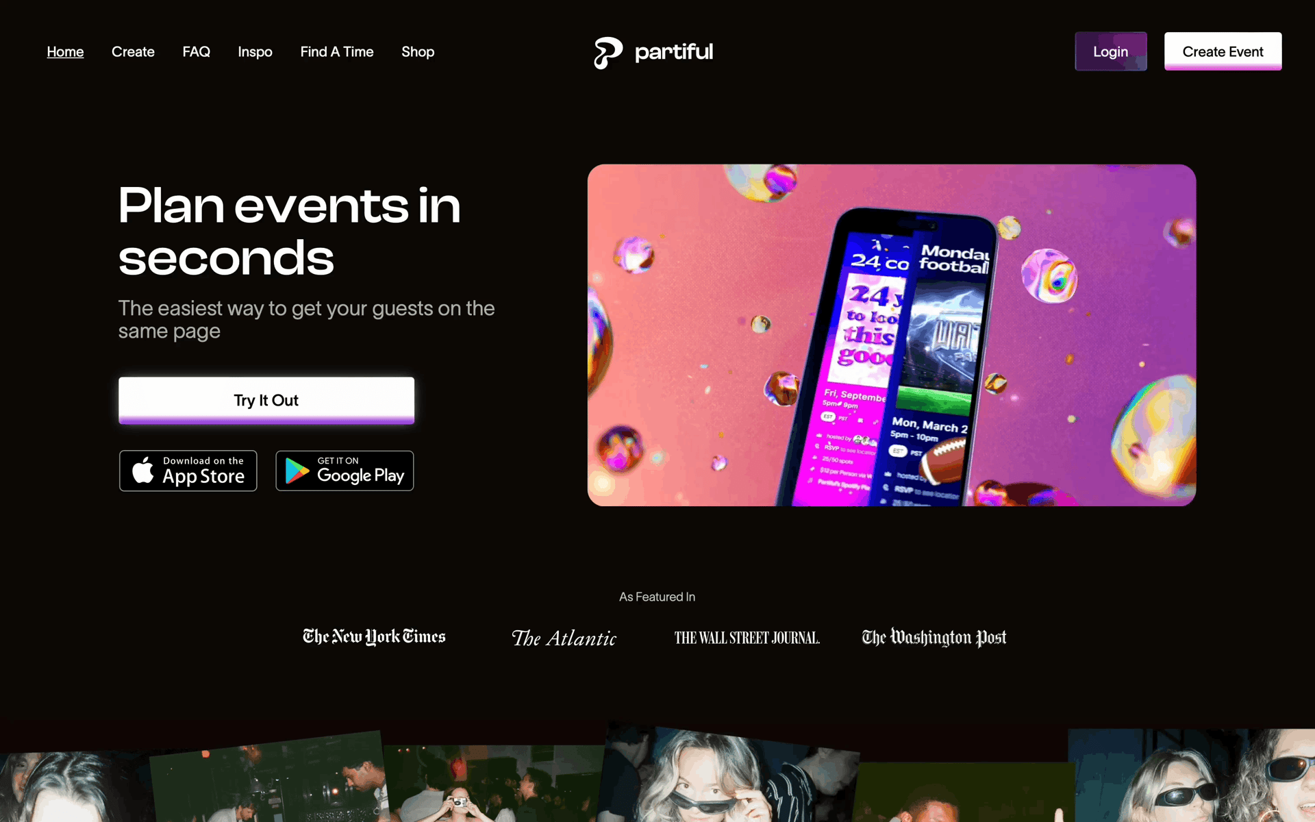 Partiful Web Lifestyle interface screenshot 1