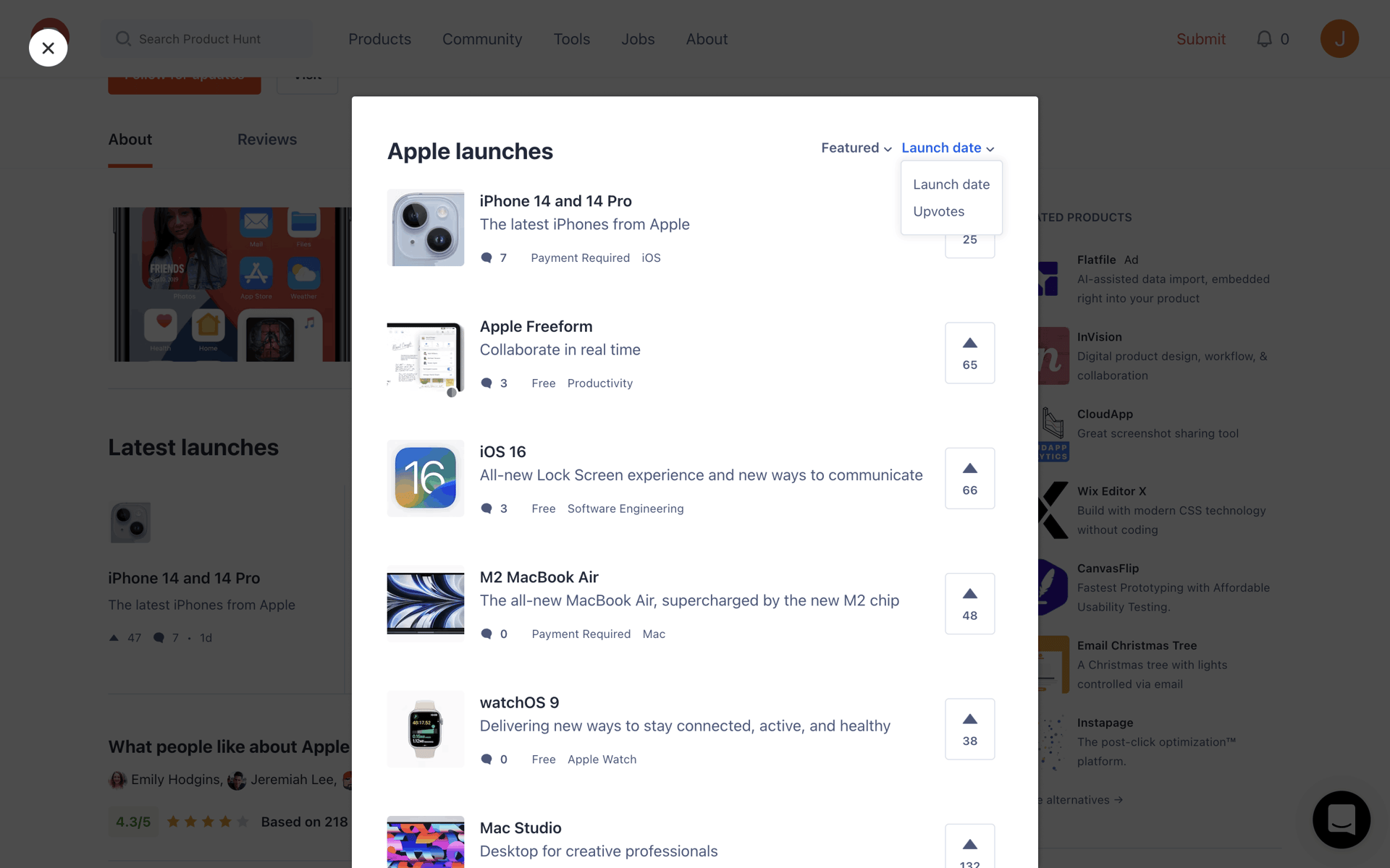 Product Hunt Web Business interface screenshot 16