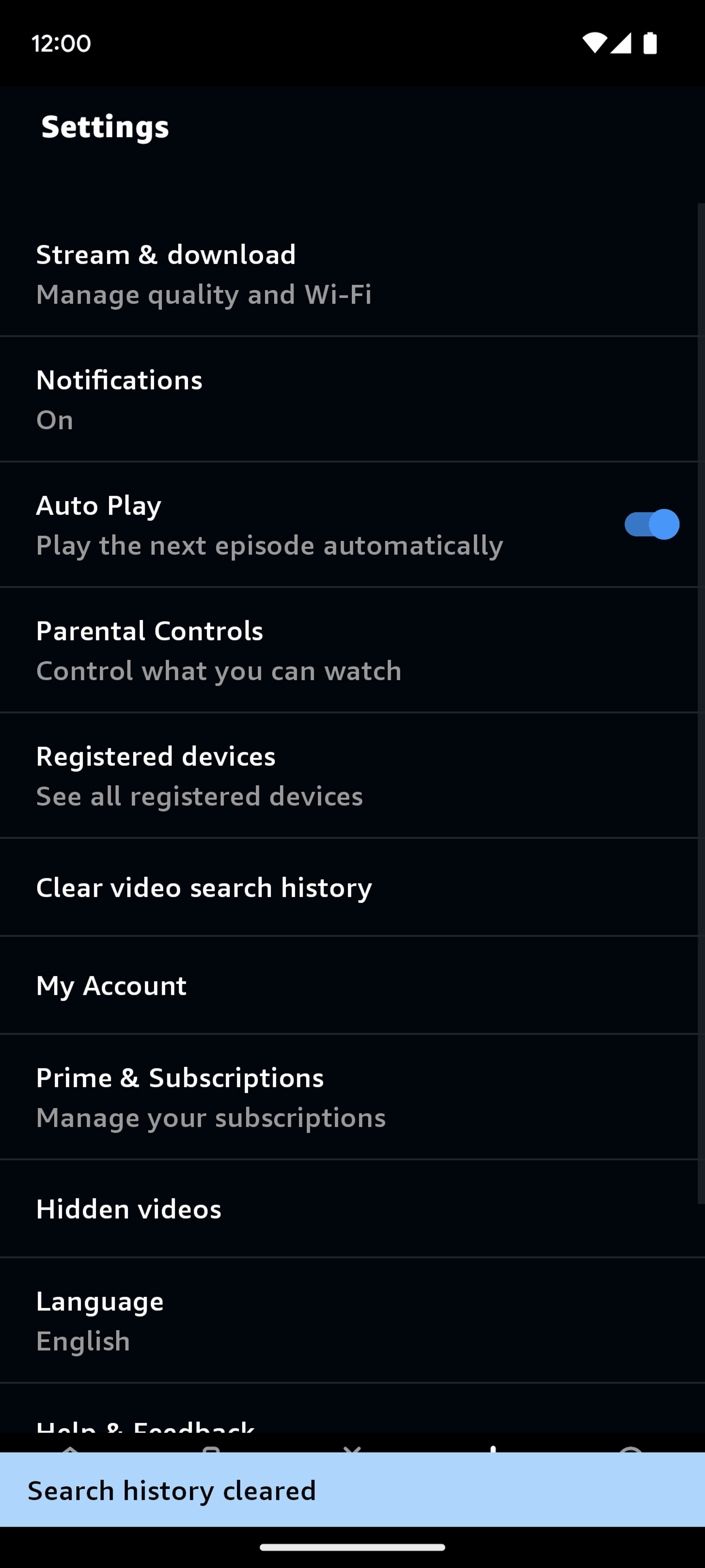 Prime Video Android Entertainment interface screenshot 13